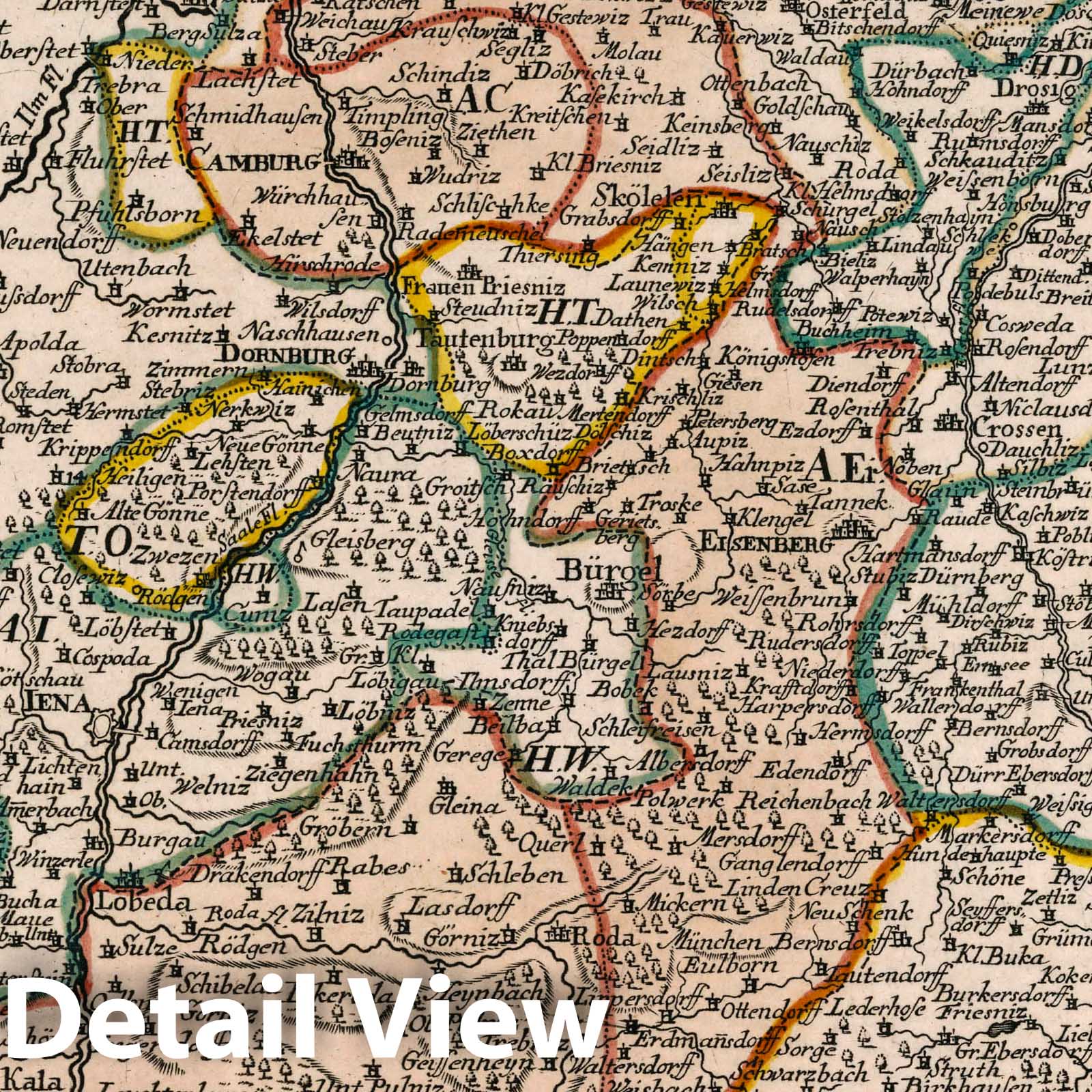Altenburg Districts: Camburg, Eisenberg and Orlamunde - Road Map, 1790