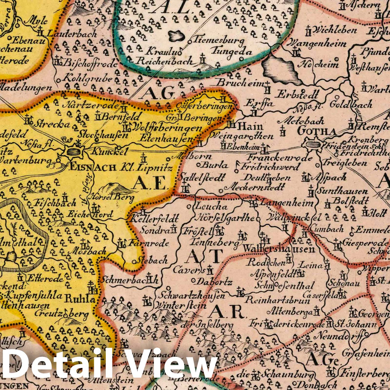Gotha and Eisenach - Road Map, 1790 - Historical Map Reproduction