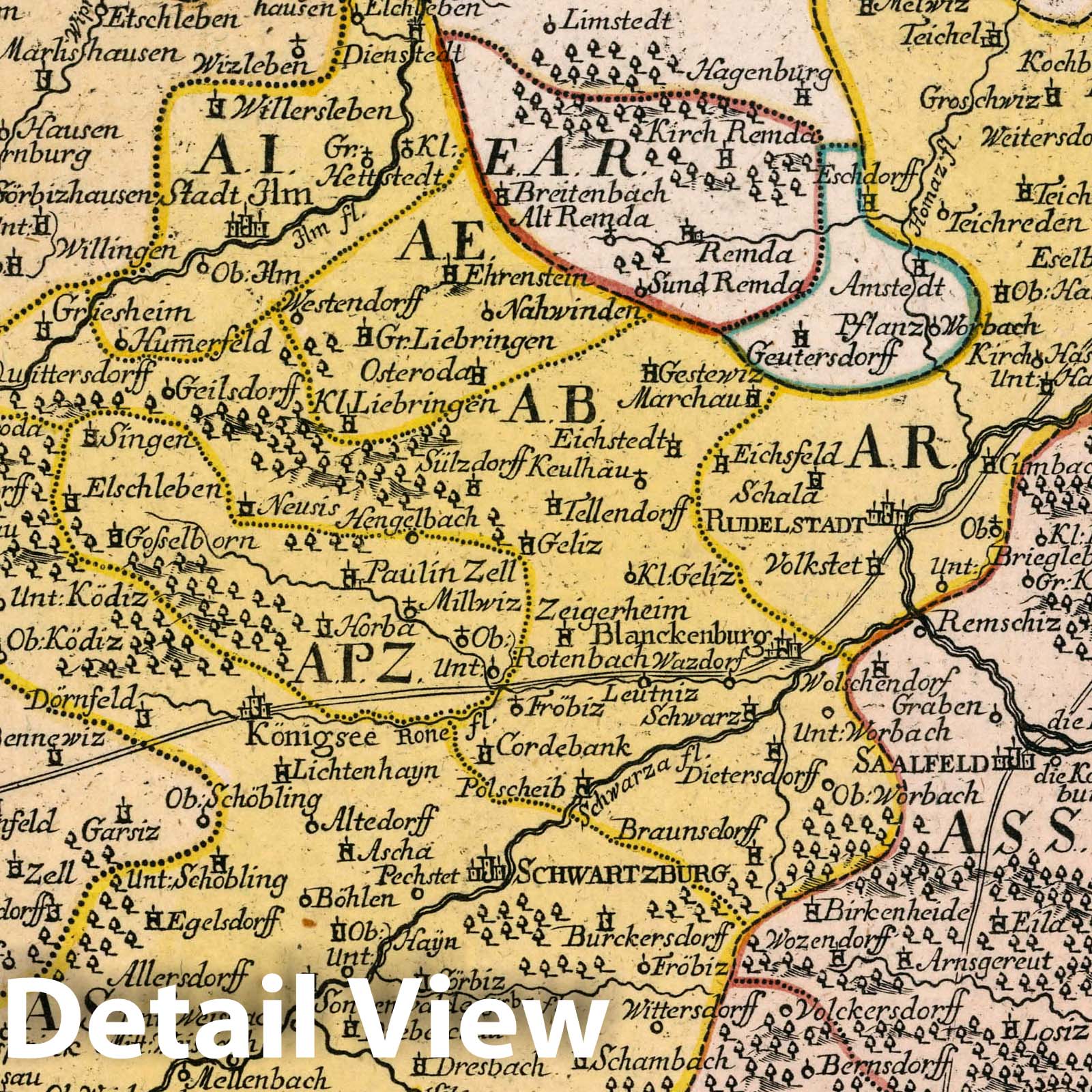 Schwarzburg and Saxe-Saalfeld, Germany - Road Map, 1790 - Historical Map Print