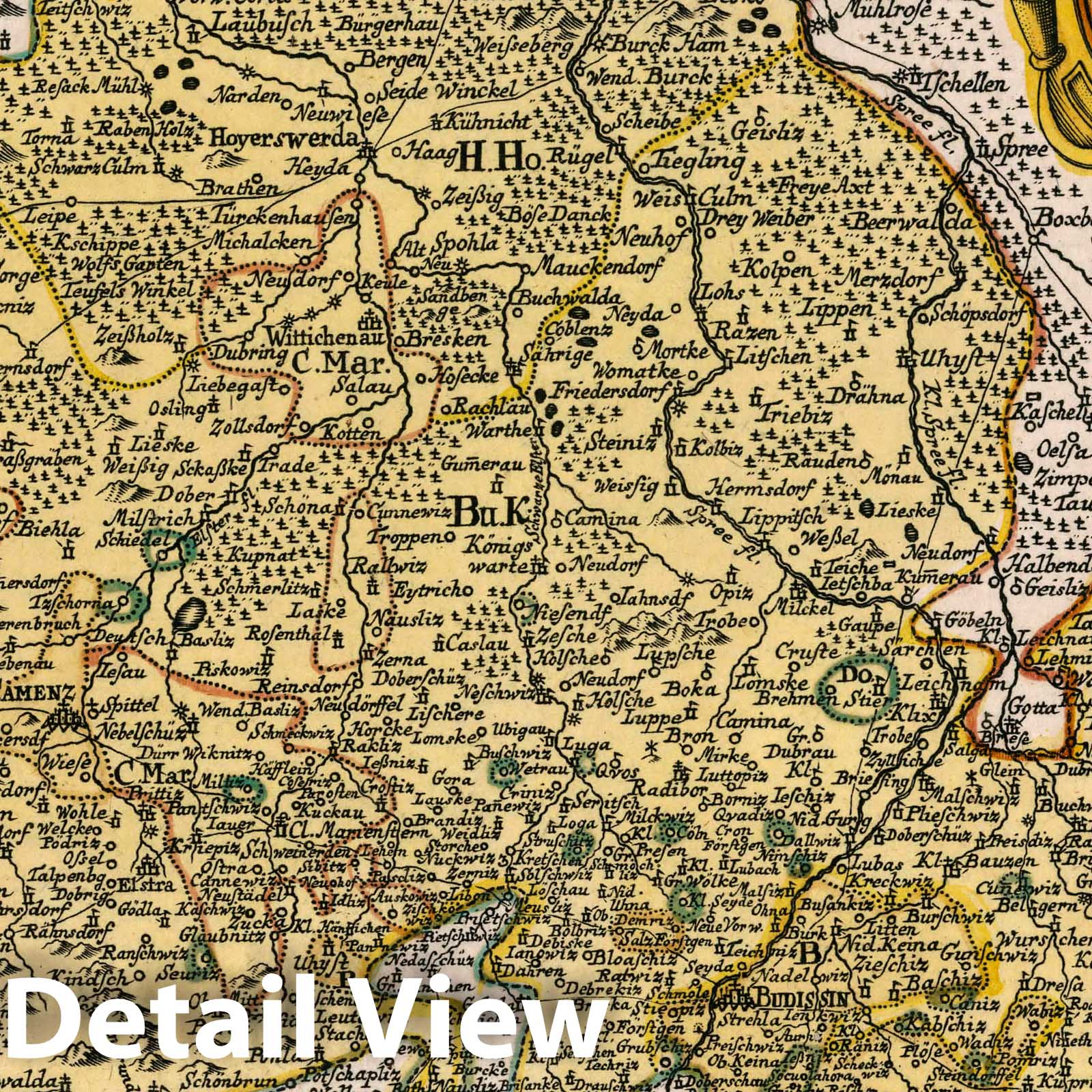 Upper Lusatia - Road Map, 1790 - Historical Map Print