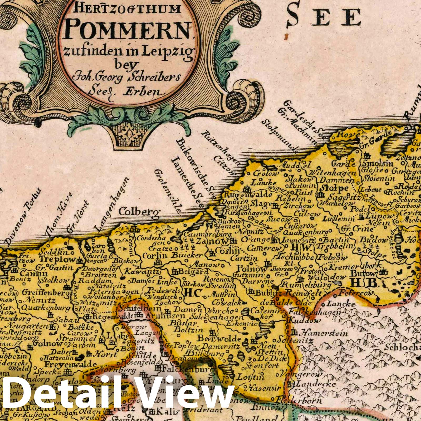 Pomerania, Germany and Poland - Road Map, 1790 - Historical Map Print