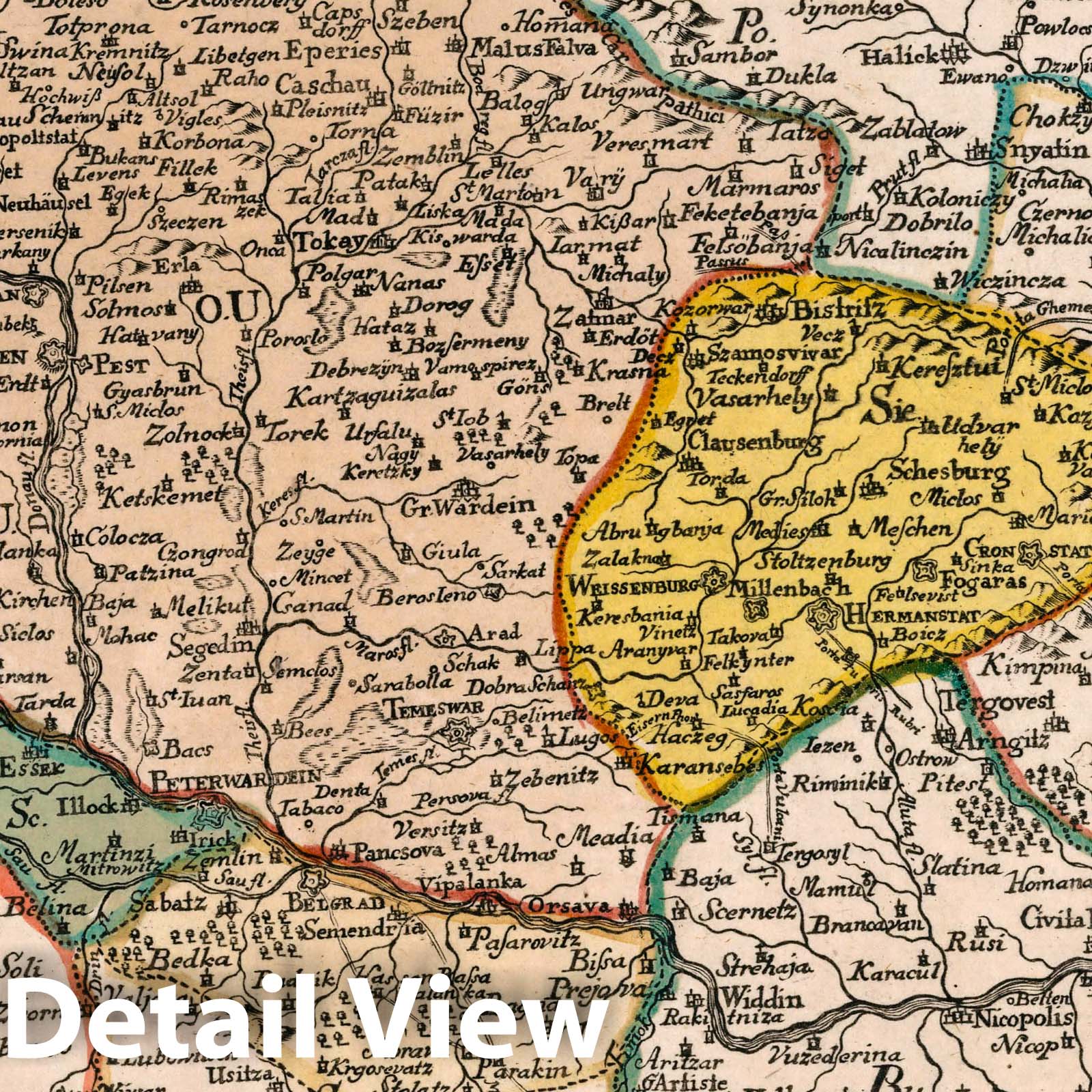 Kingdom of Hungary and Adjacent Imperial Lands - Road Map, 1790 - Historical Map Print