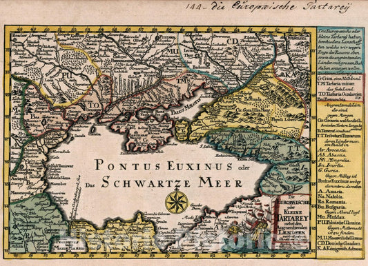 Historic Map : Black Sea Region Vol 2: 144- Die Europaeische Oder Kleine Tartarey, 1740 Atlas , Vintage Wall Art