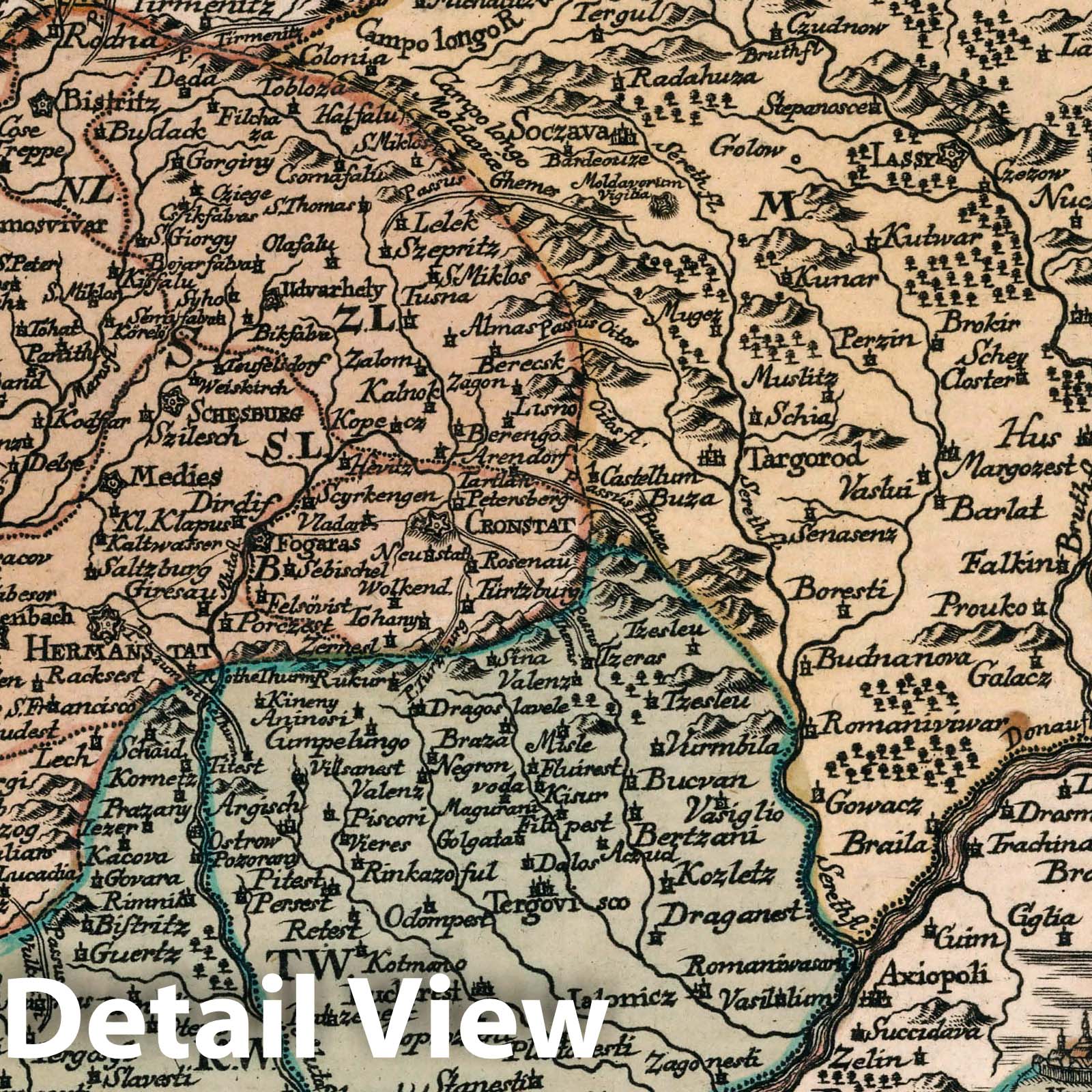Transylvania, Moldova, and Wallachia - Road Map, 1790 - Historical Map Print