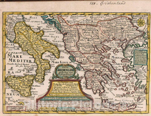 Historic Map : Vol 2: 148- Gantz Grichenland, 1740 Atlas - Vintage Wall Art
