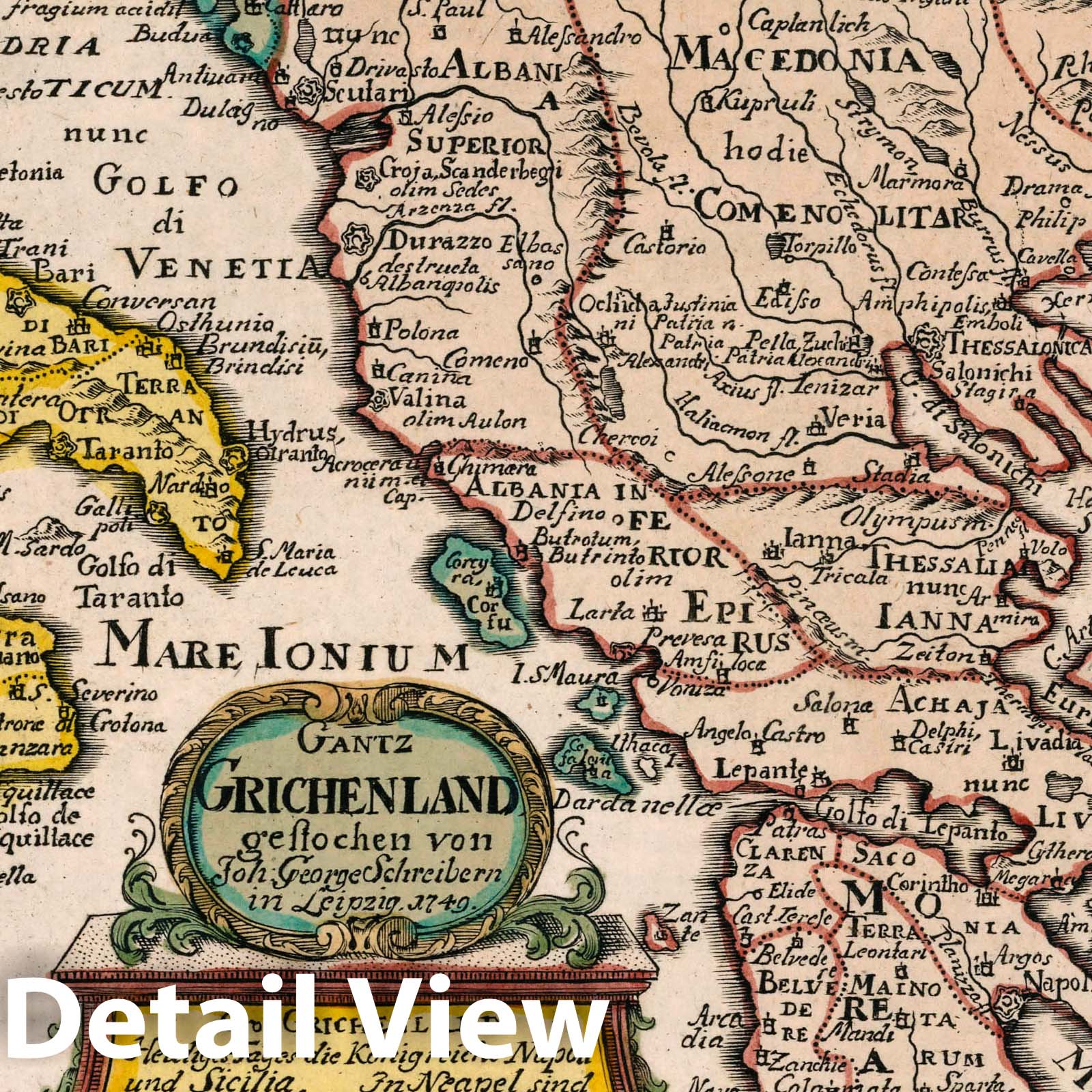 Greece - Road Map, 1790 - Hand-Colored Historical Map Print