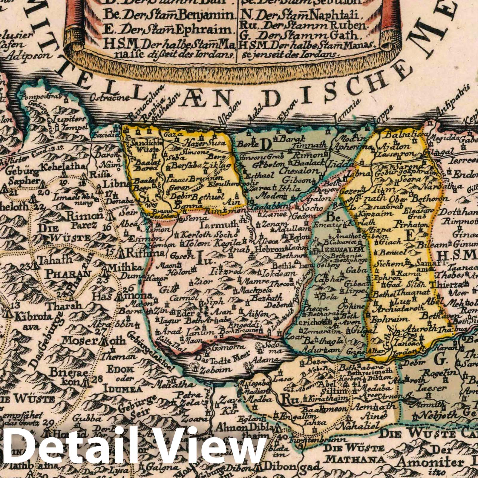 Holy Land and Israelite Journey - Road Map, 1790 - Historical Map Print