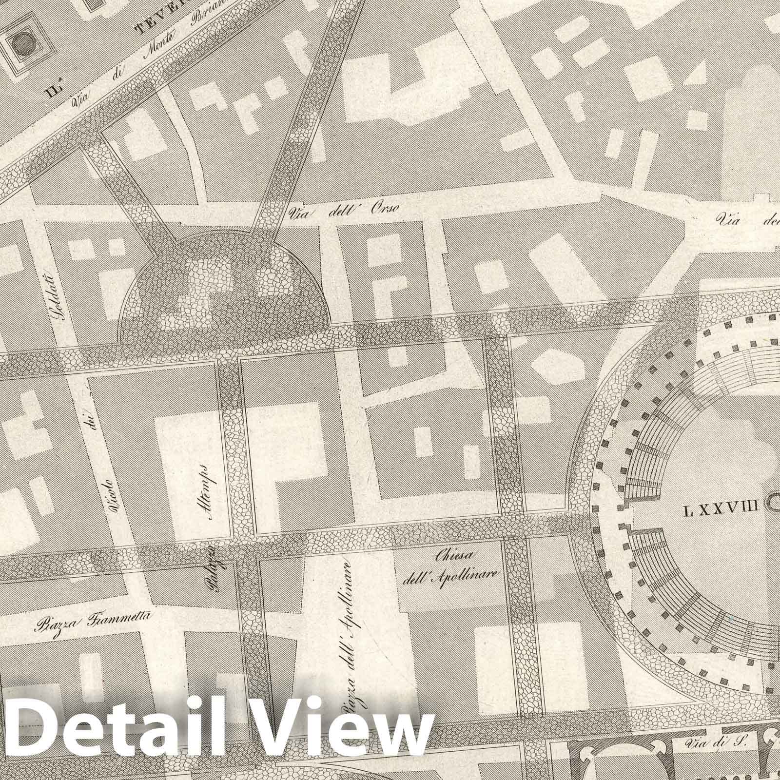 Topographic Plan of Ancient Rome, 1847 - Historical Map Reproduction