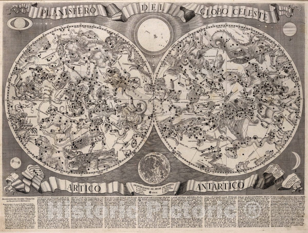 Historic Map : Planisfero del Globo Celeste Artico Antartico, 1687 Vintage Wall Art