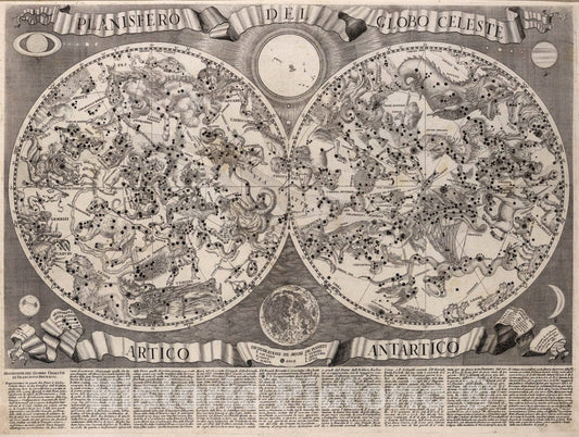 Historic Map : Planisfero del Globo Celeste Artico Antartico, 1687 Vintage Wall Art
