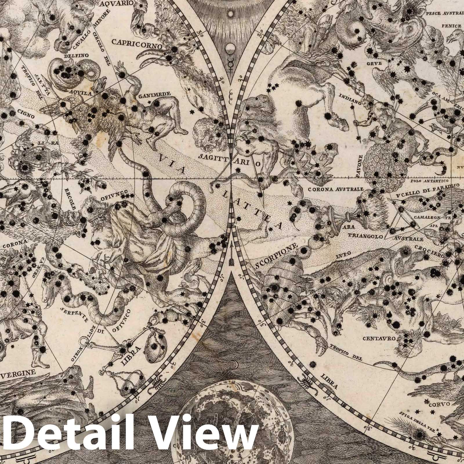 Celestial Globe, Arctic and Antarctic - Historical Map Print, 1687