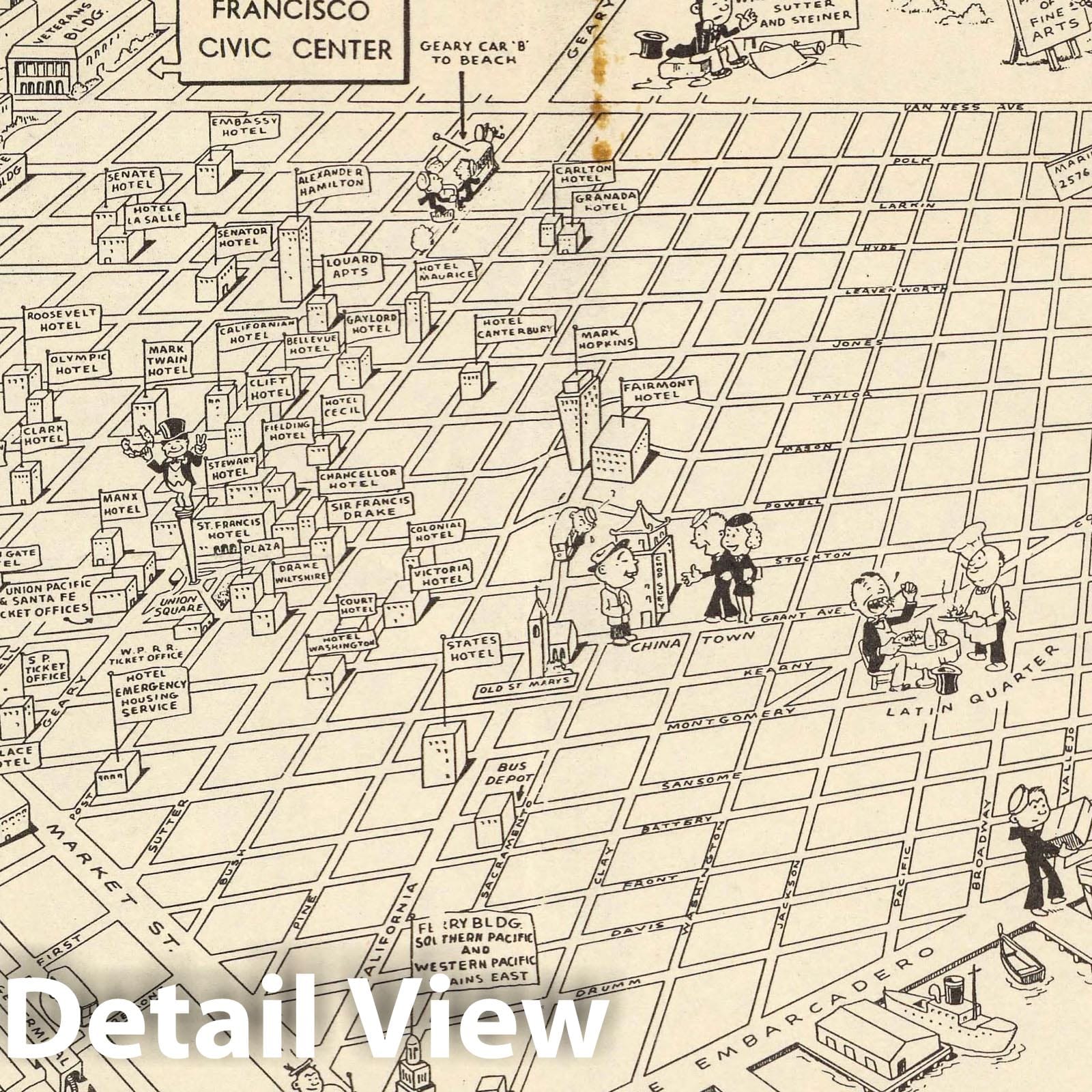 San Francisco Civic Center - Pictorial Map, 1950