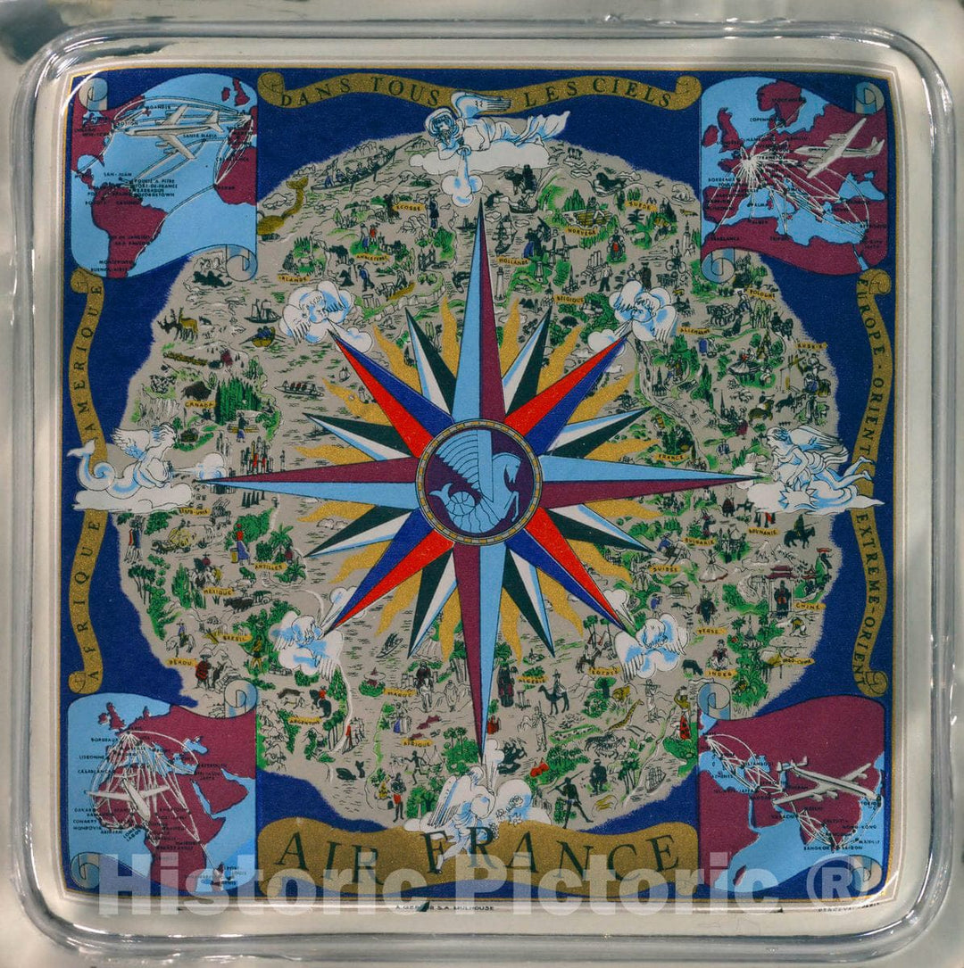 Historic Map : Dans Tous Les Ciels. Air France, 1940 Ephemera - Vintage Wall Art