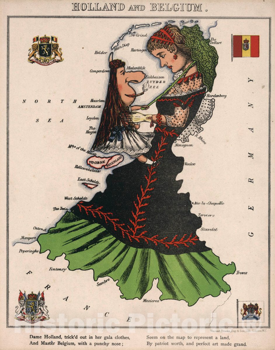 Historic Map : 10. Holland and Belgium, 1868 - Vintage Wall Art