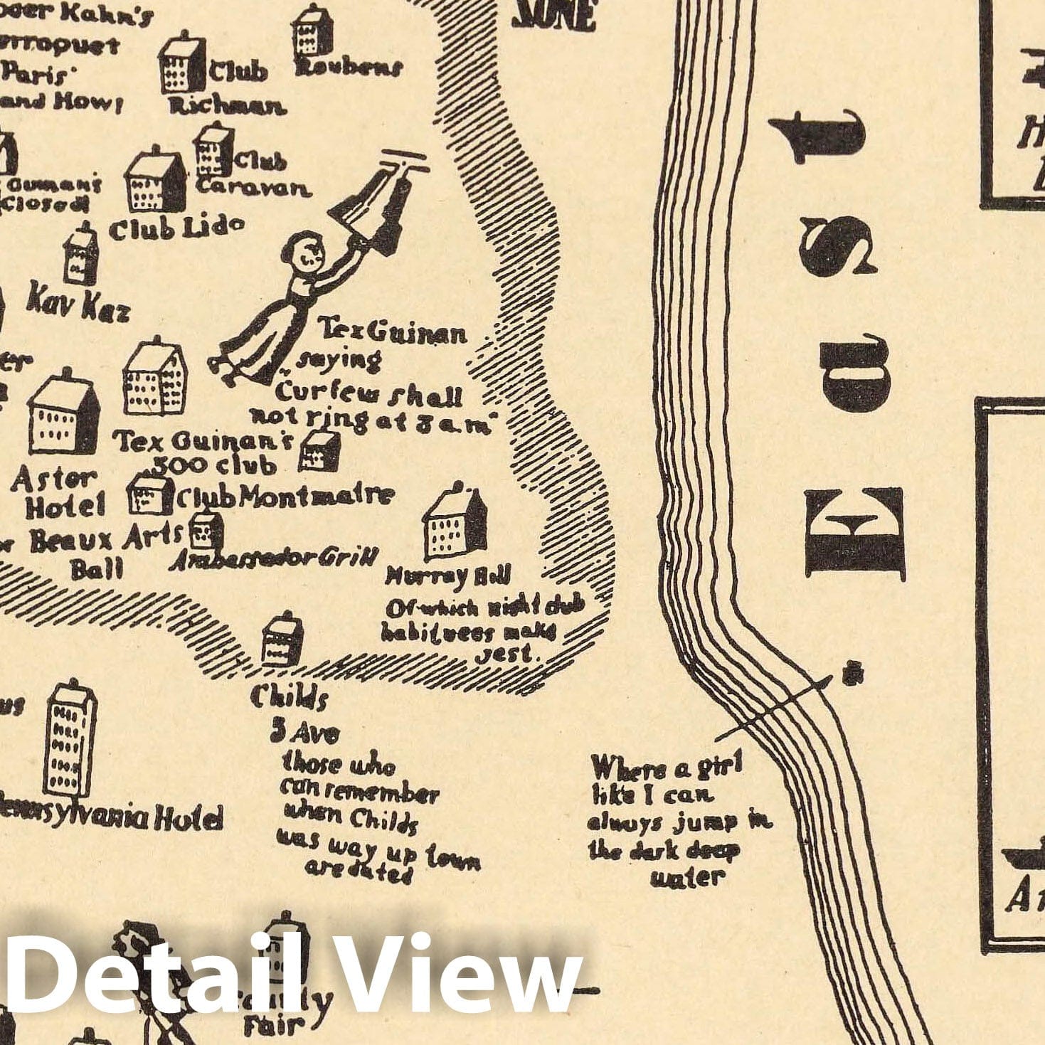 New York Night Clubs - Pictorial Map, 1925