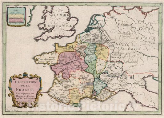 Historic Map : France, Description de la France, 1705 Atlas , Vintage Wall Art