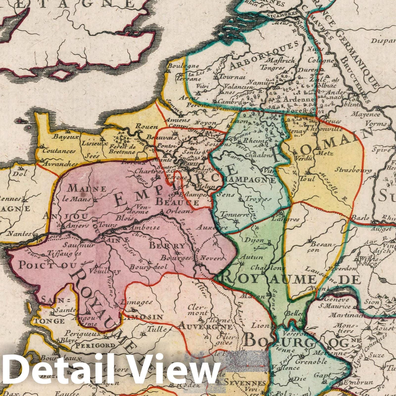 France, 1705 - Historical Map Print from L'Atlas Curieux