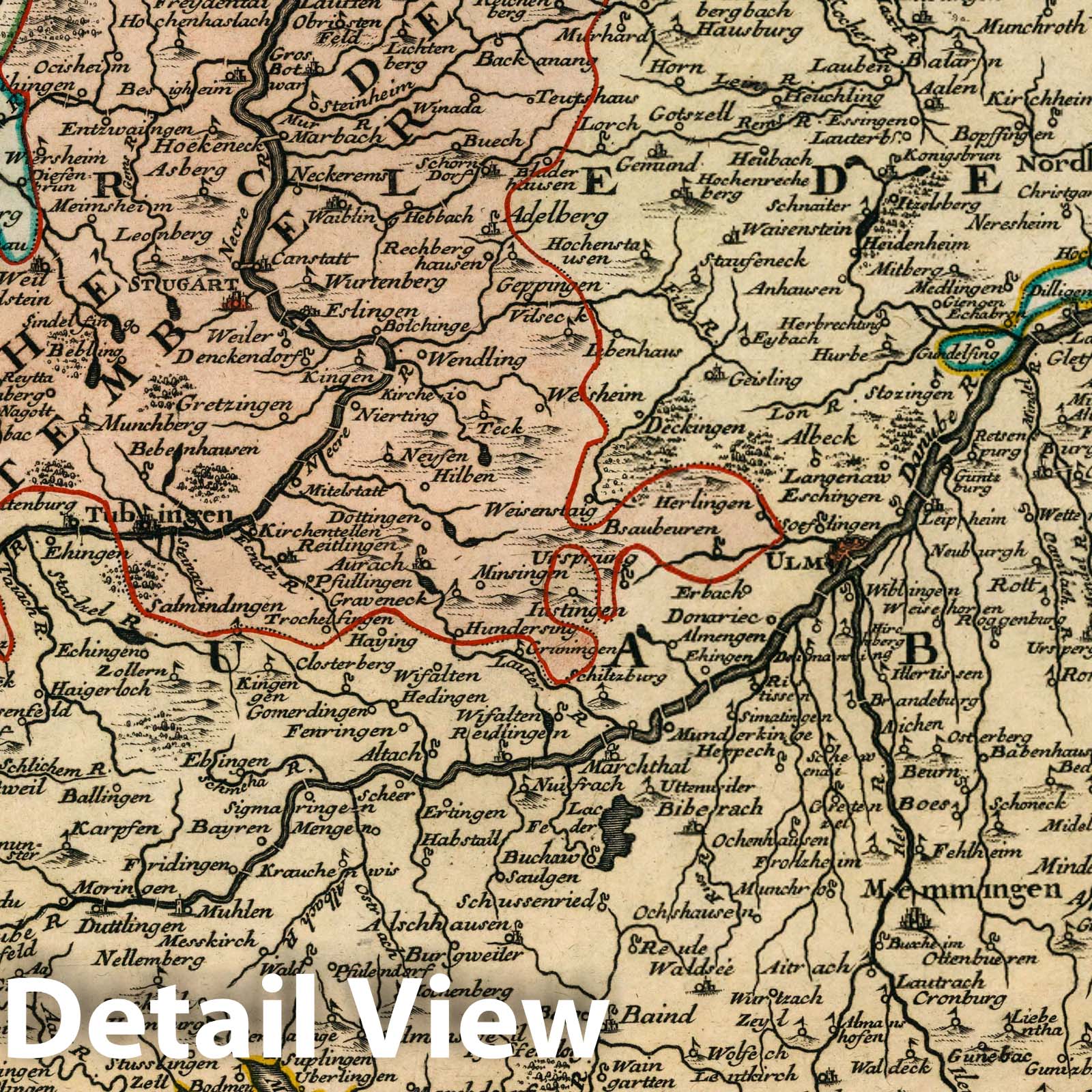 Swabia, Germany 1705 Historical Map Print