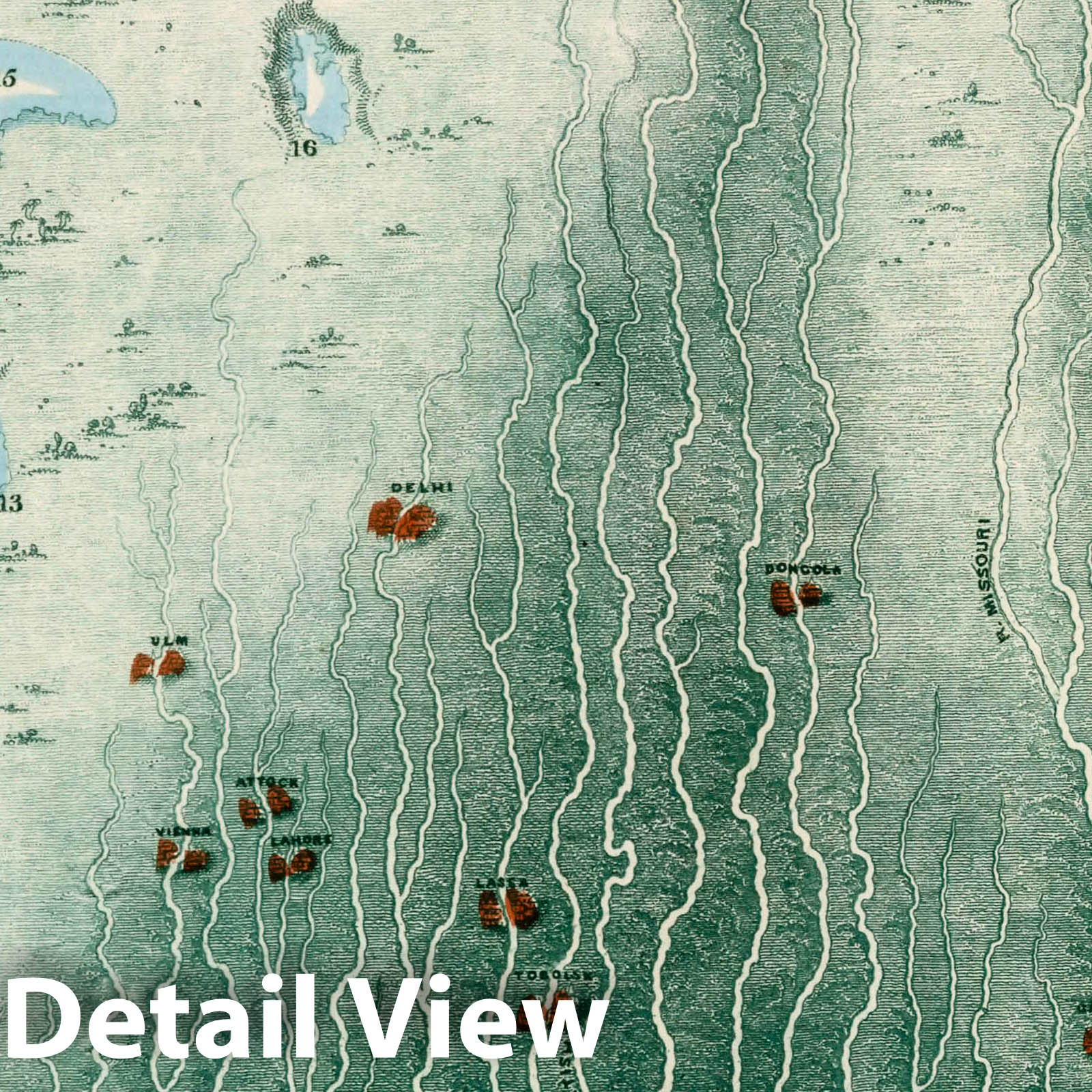 World Rivers and Lakes - Data Visualization, 1851 - Historical Map Print