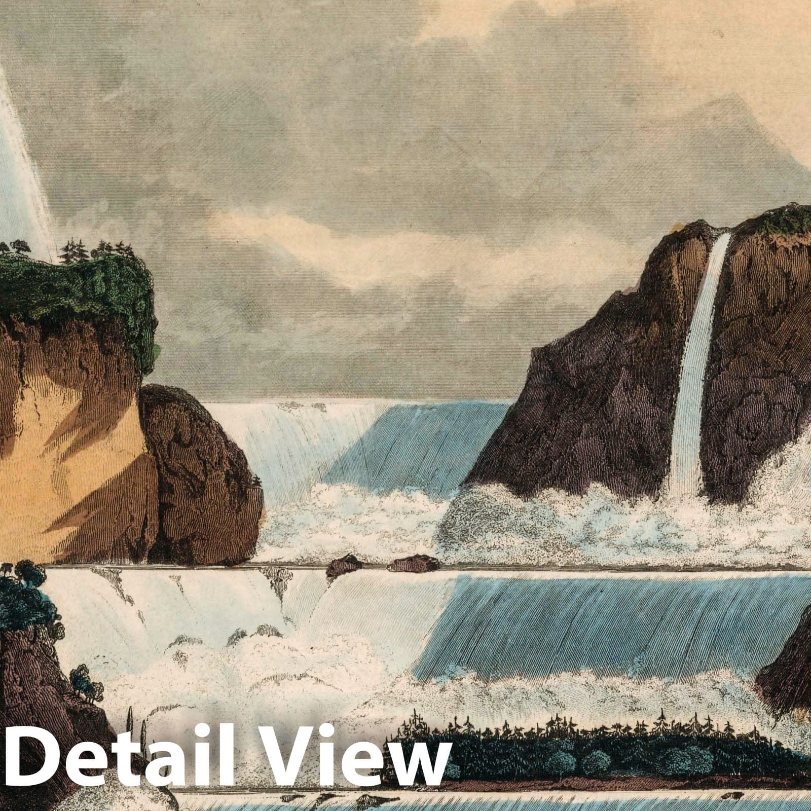 Principal Waterfalls of the World - 1846 Engraved Map Print