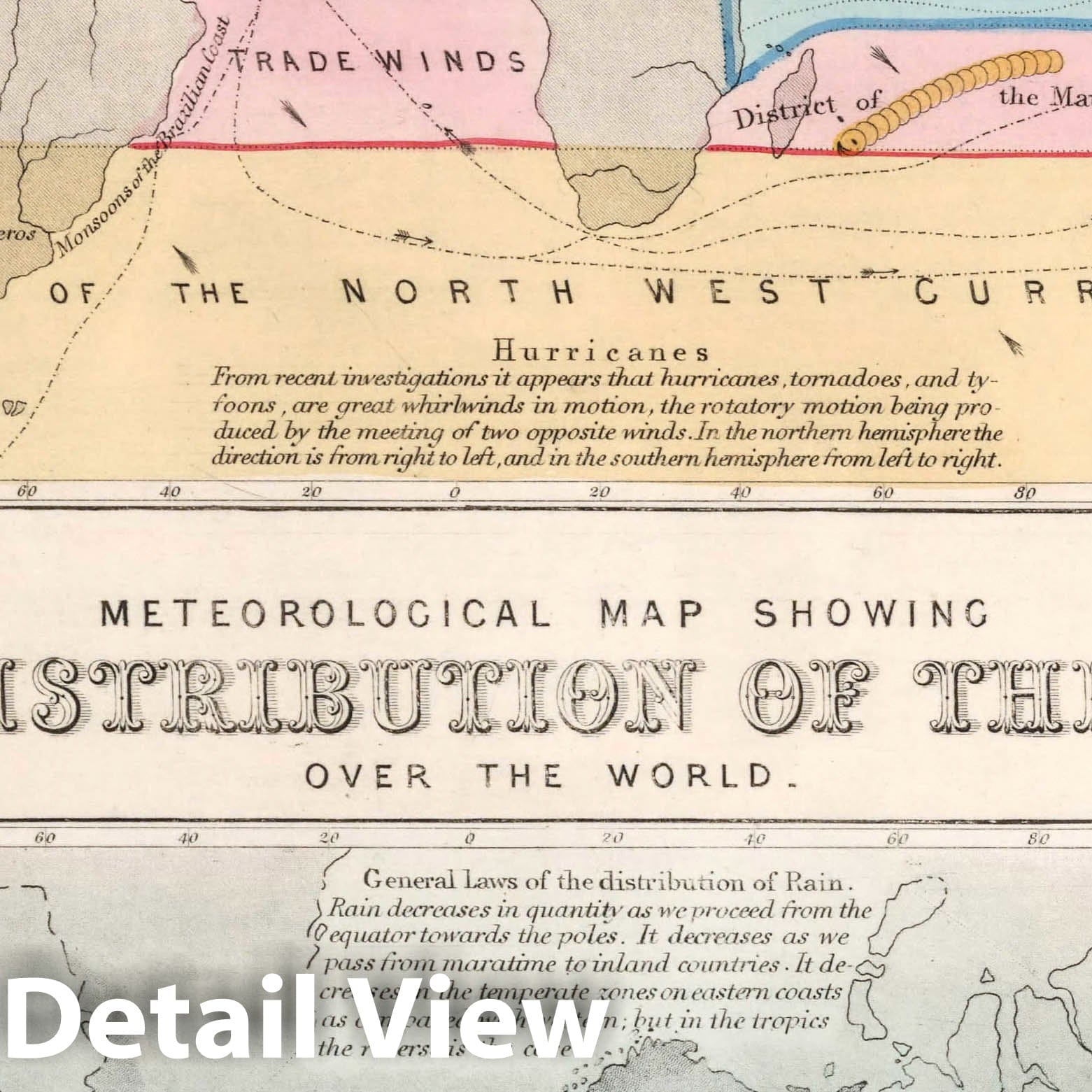 World - Climate and Meteorology, 1851 - Historical Map Print