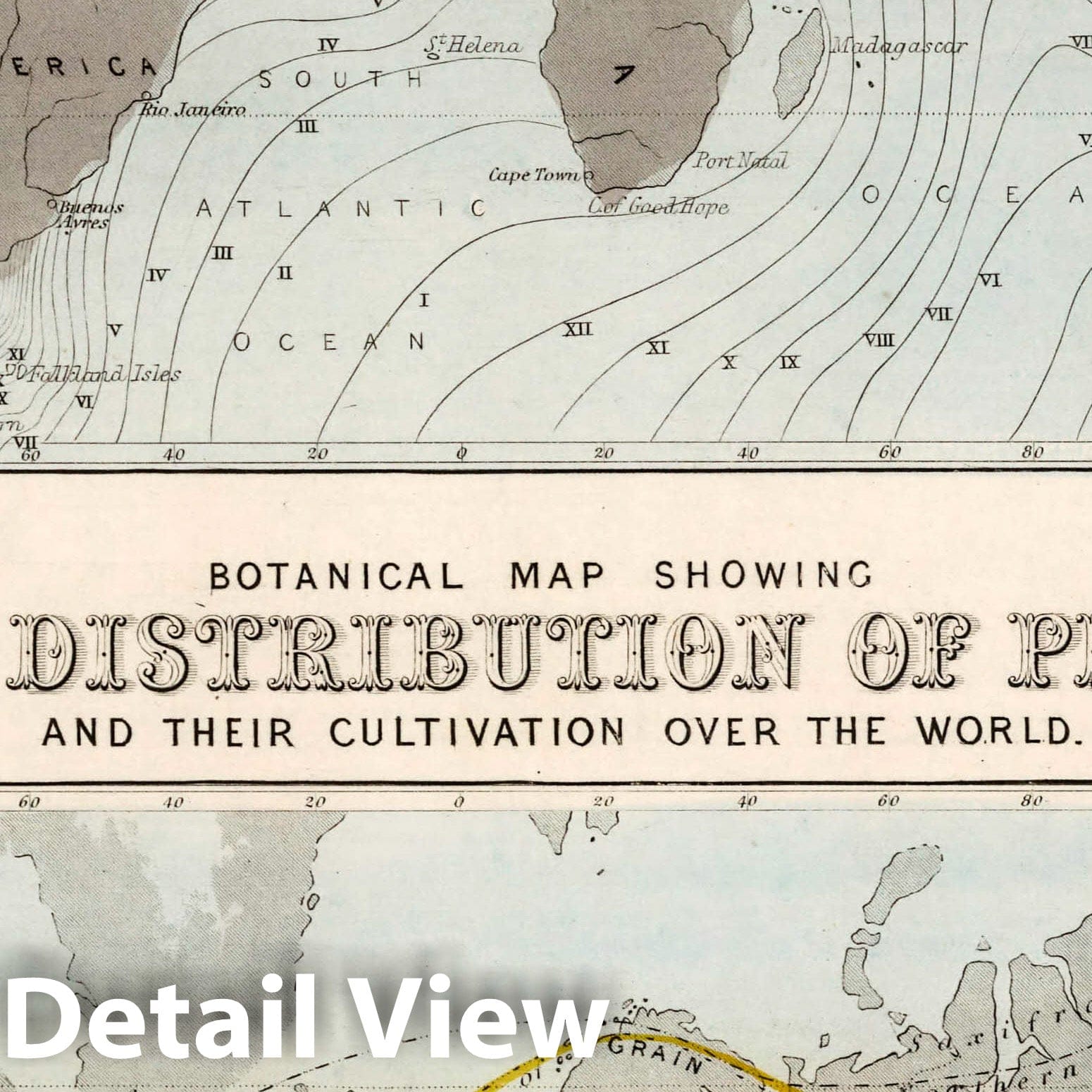 World - Tidal Chart, 1851 - Historical Map Print