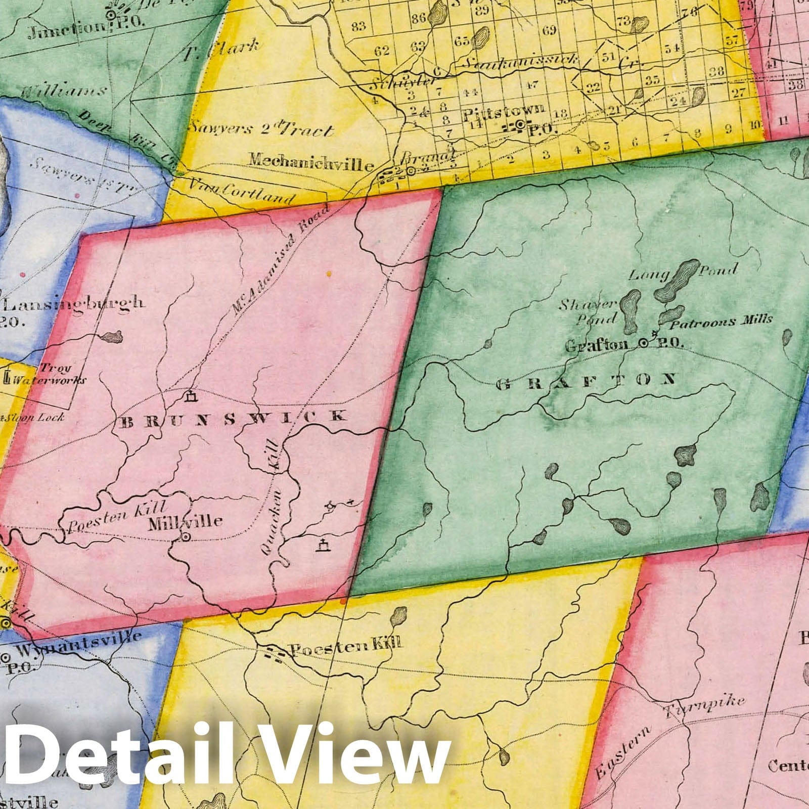 Rensselaer County - Physical Map, 1839 - Historical Map Print