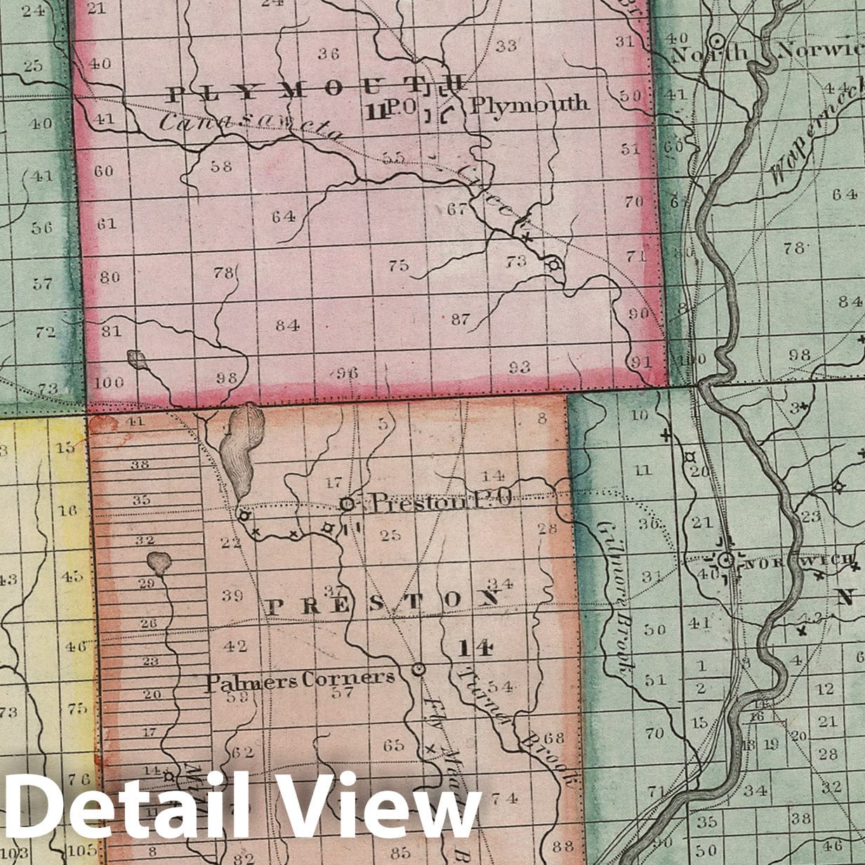 Chenango County, New York - Physical Map, 1840 - Historical Map Print