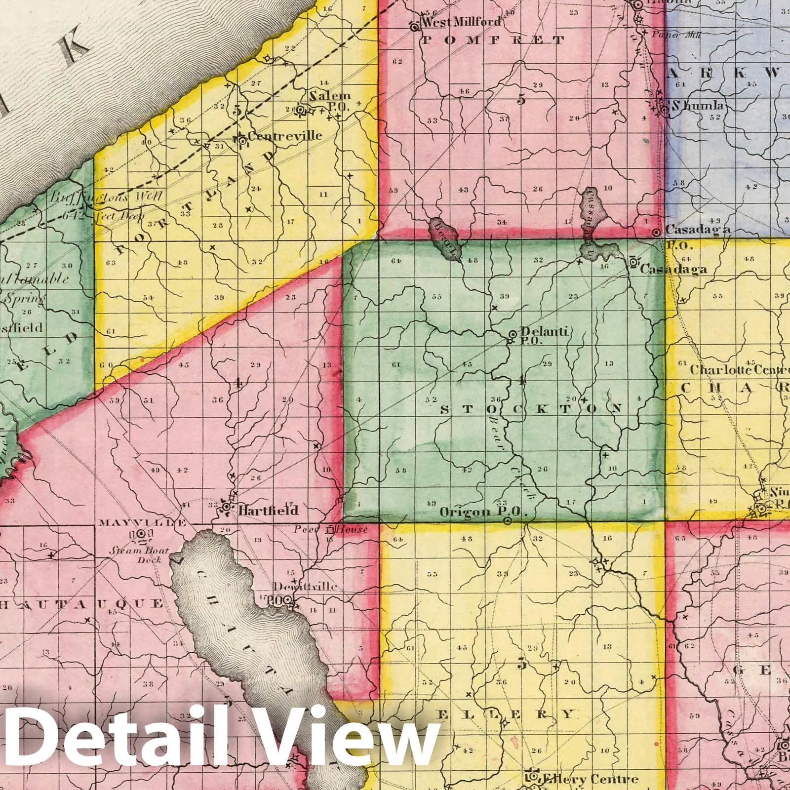 Chautauqua County - Physical Map, 1840 - Historical Map Print