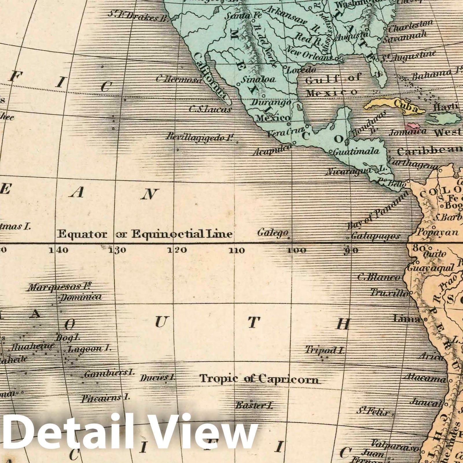 Western Hemisphere, 1827 - Historical Map Print