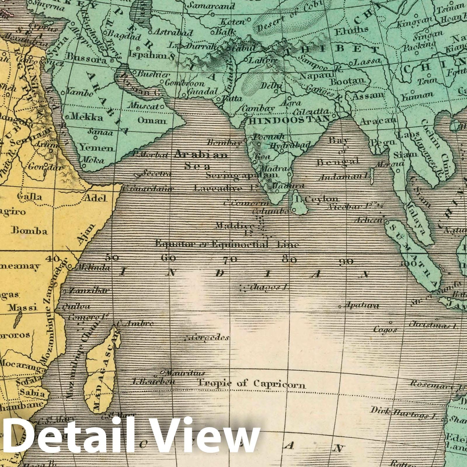 Eastern Hemisphere, 1827 - Historical Map Print