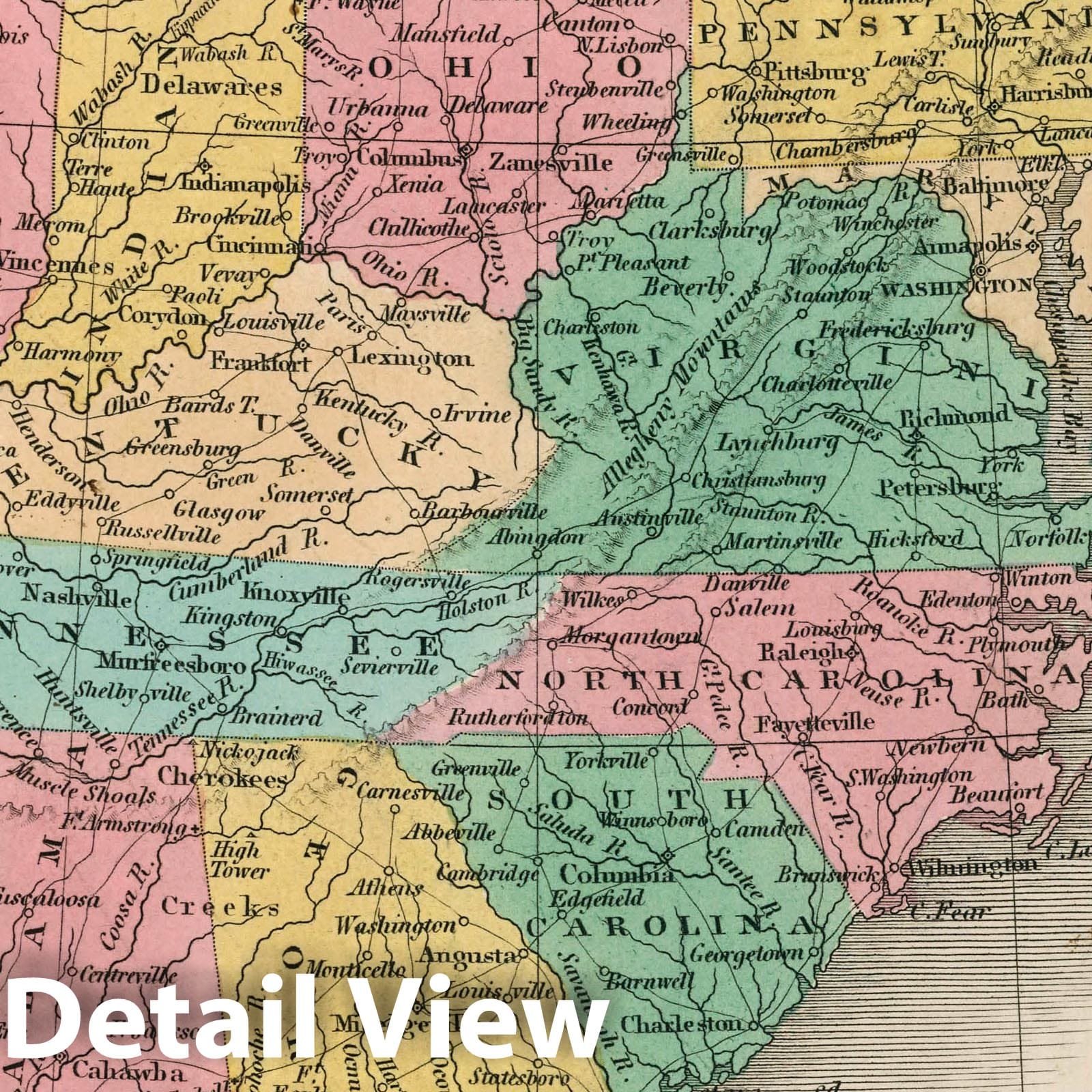 United States - Road Map, 1827 - Historical Map Print