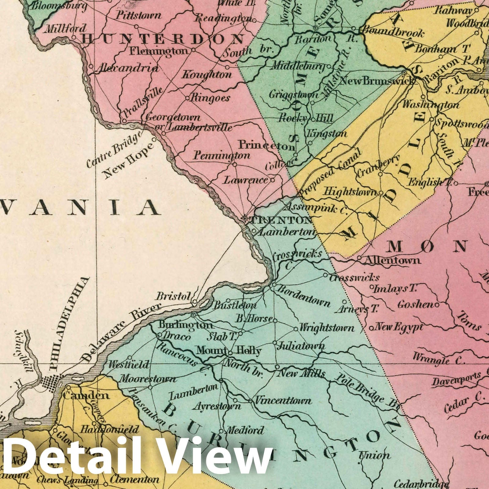 New Jersey - Road Map, 1827 - Historical Map Print