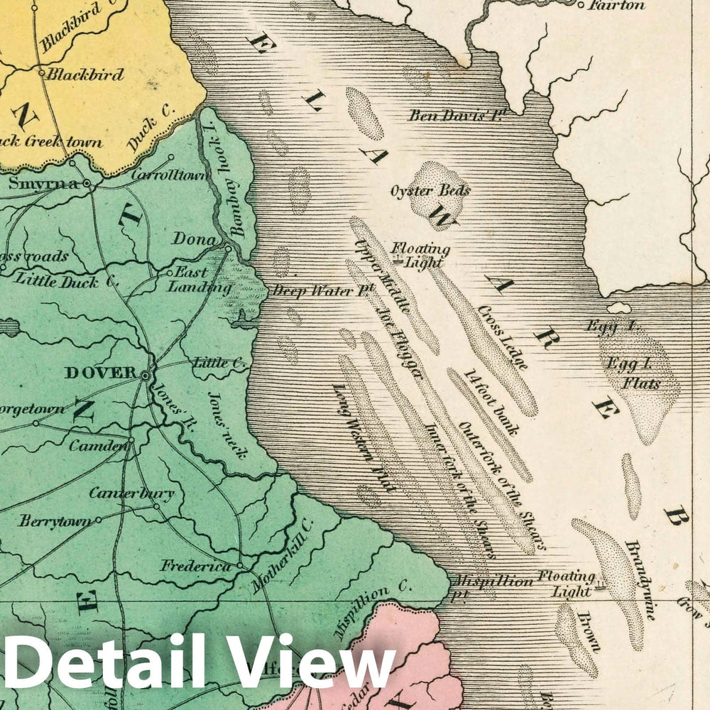 Historic Map : Delaware. Young & Delleker Sc. Published by A. Finley, Philada, 1827 Atlas - Vintage Wall Art