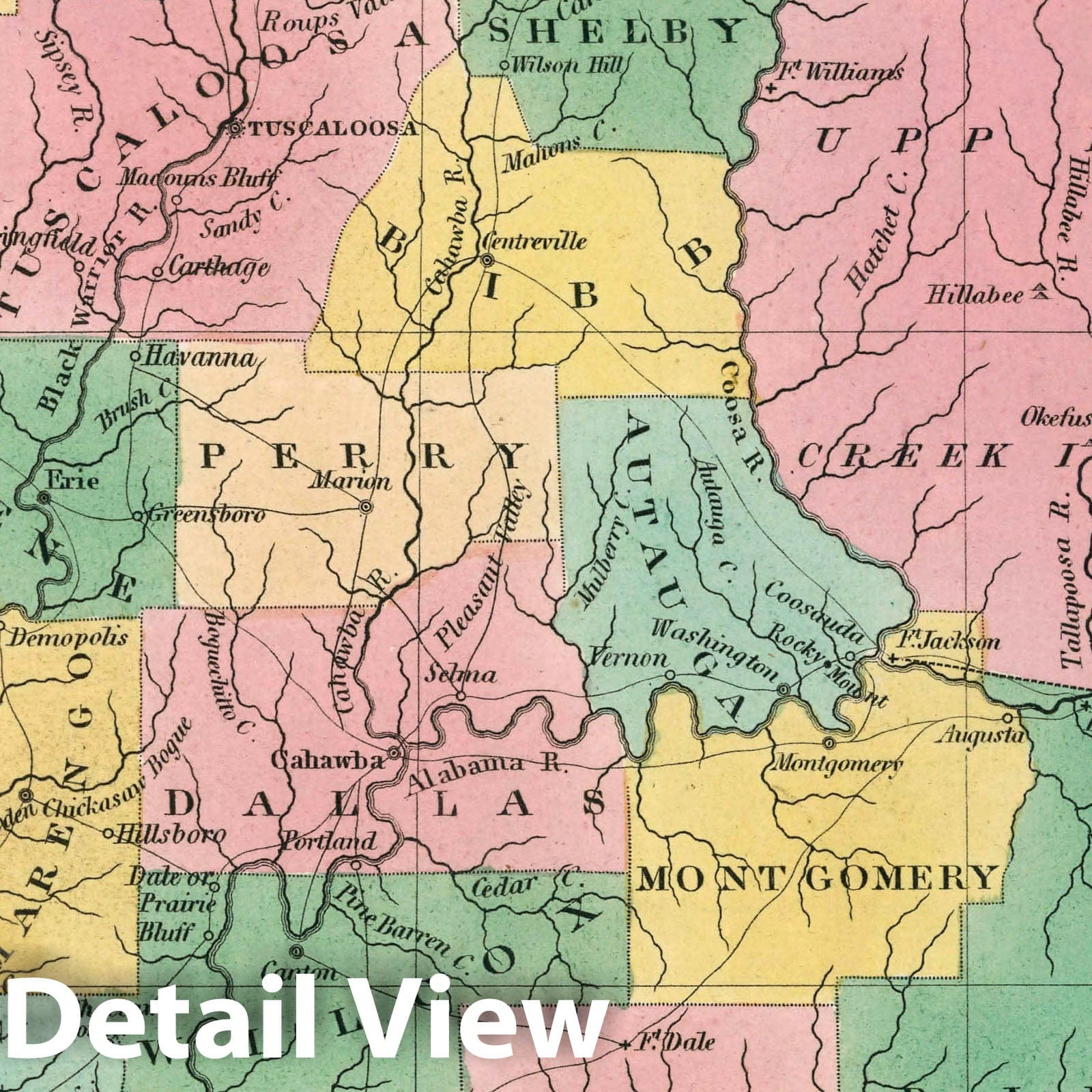 Alabama - Road Map, 1827 - Historical Map Reproduction