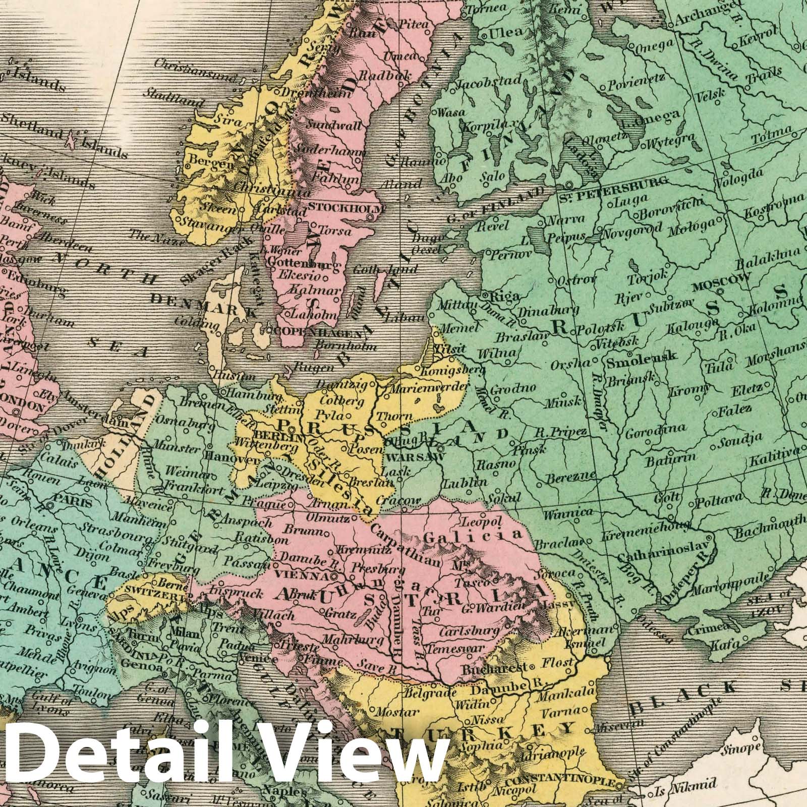 Historic Map : Europe. Young & Delleker Sc. Published by A. Finley, Philada, 1827 Atlas - Vintage Wall Art