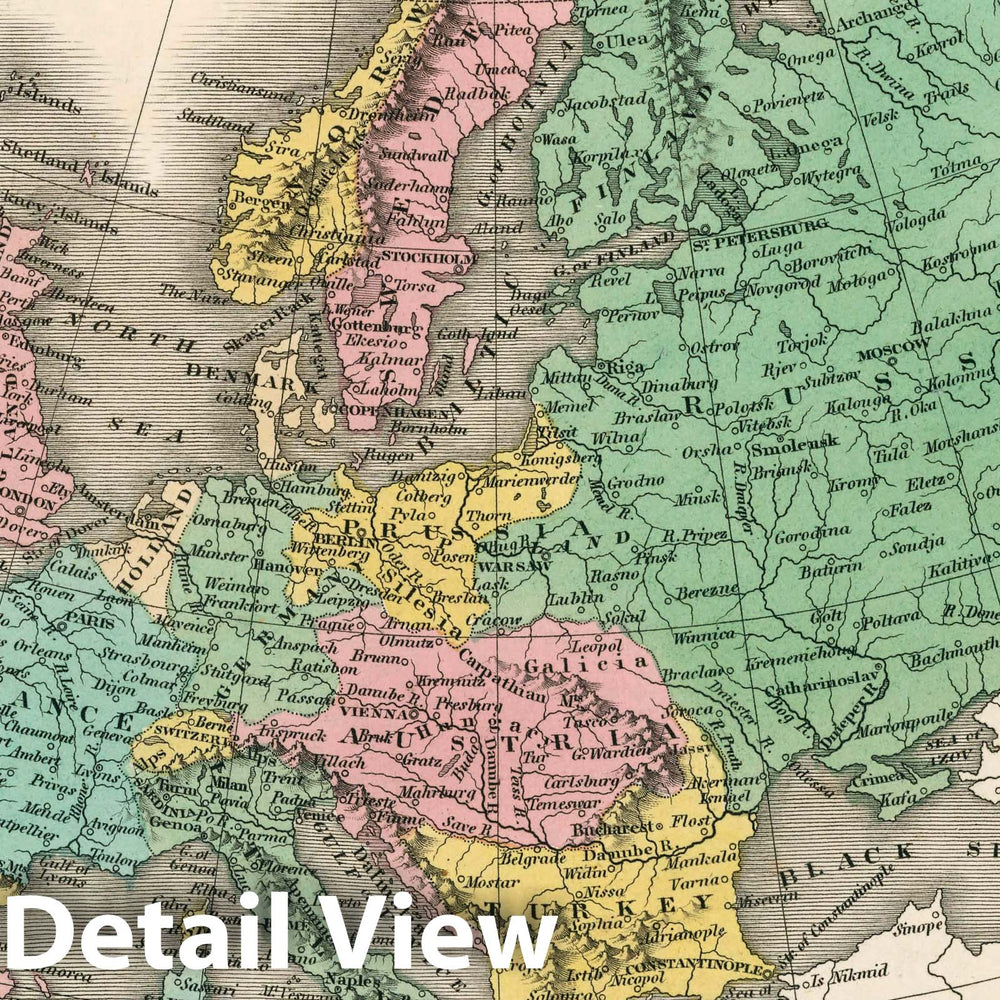 Historic Map : Europe. Young & Delleker Sc. Published by A. Finley, Philada, 1827 Atlas - Vintage Wall Art