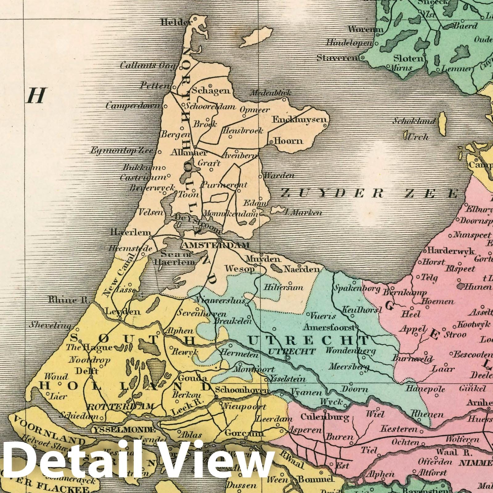 Netherlands - River Map, 1827 - Historical Map Print