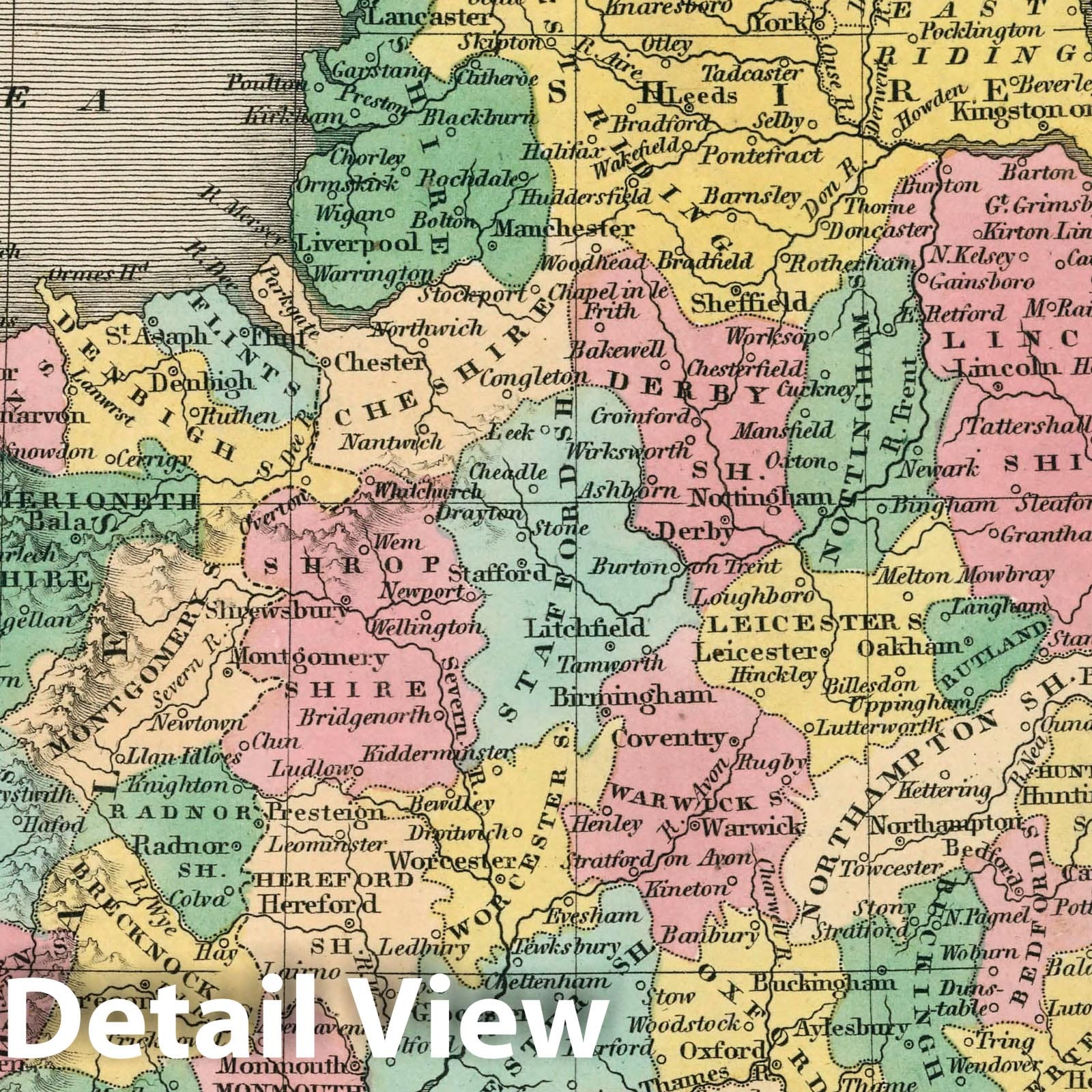 Historic Map : England and Wales. Young & Delleker Sc. Published by A. Finley, Philada, 1827 Atlas - Vintage Wall Art