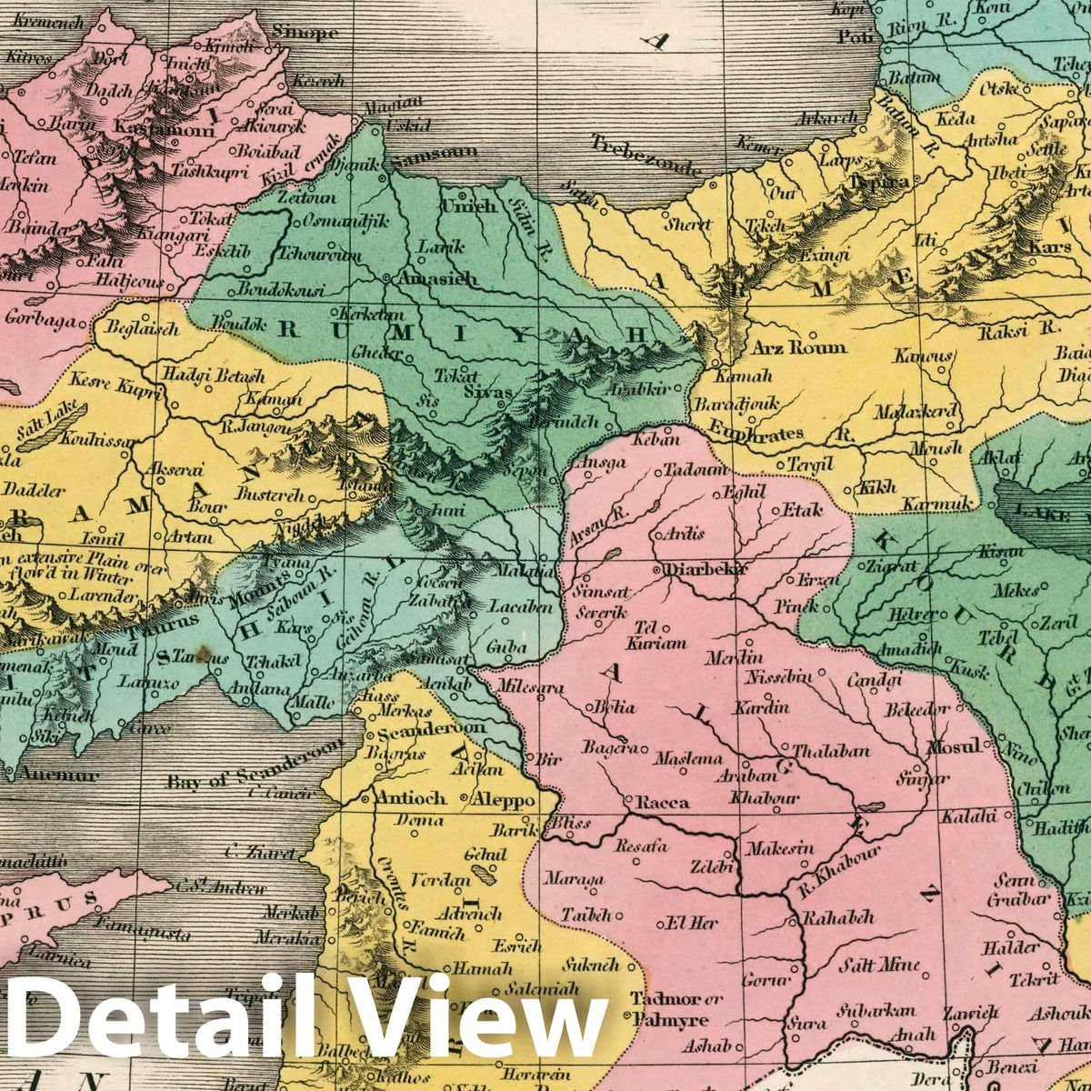 Turkey in Asia - River Map, 1827 - Historical Map Reproduction