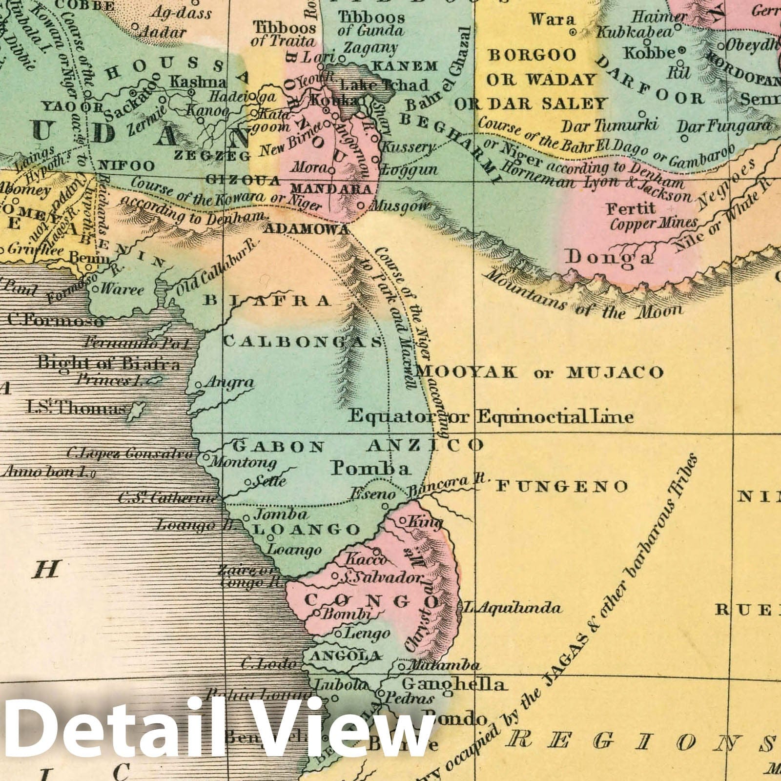 Africa - River Map, 1827 - Historical Map Print