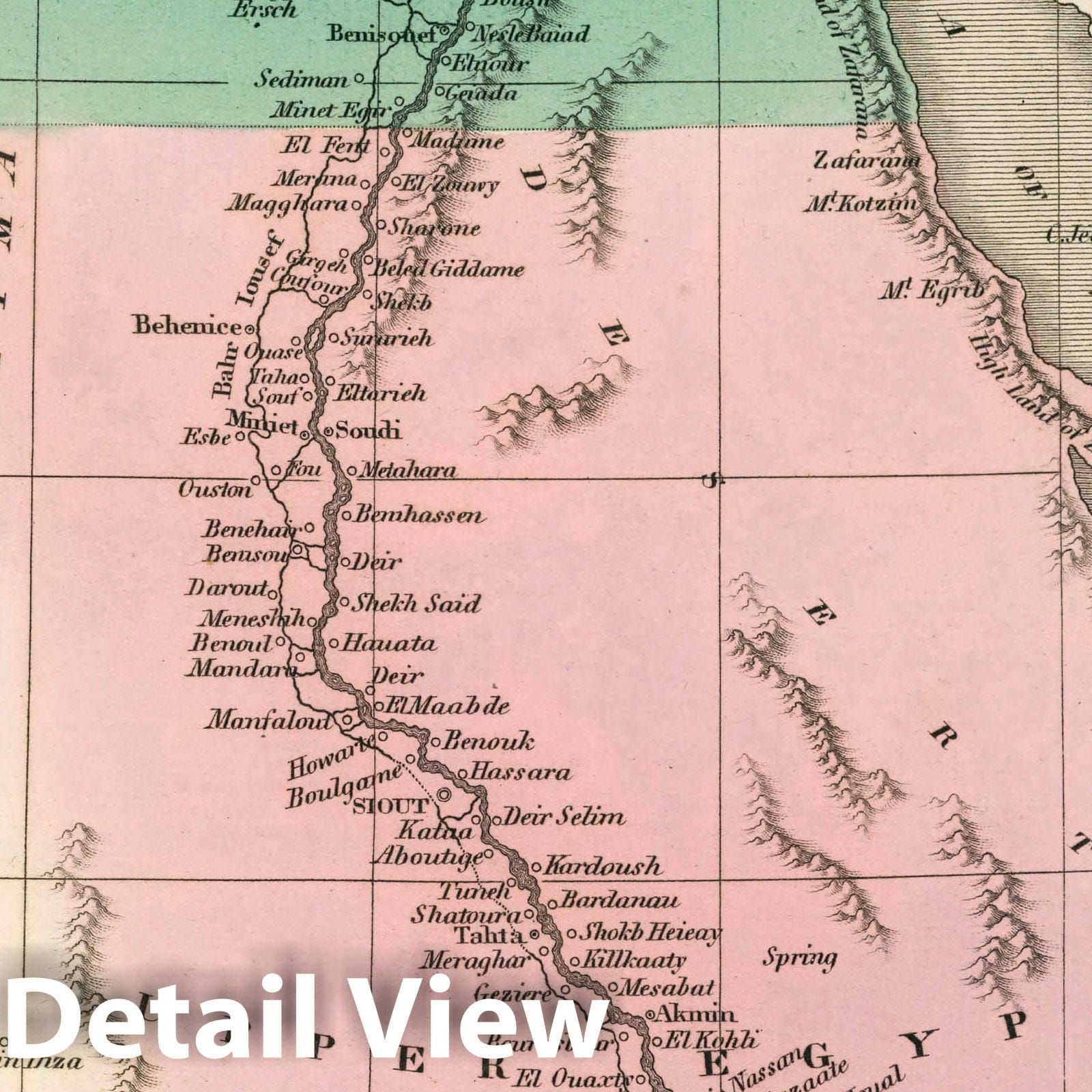 Egypt - River Map, 1827 - Historical Map Print