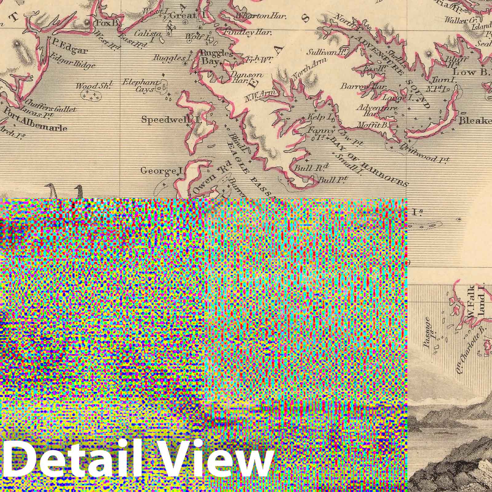 Falkland Islands and Patagonia, 1851 - Historical Map Print