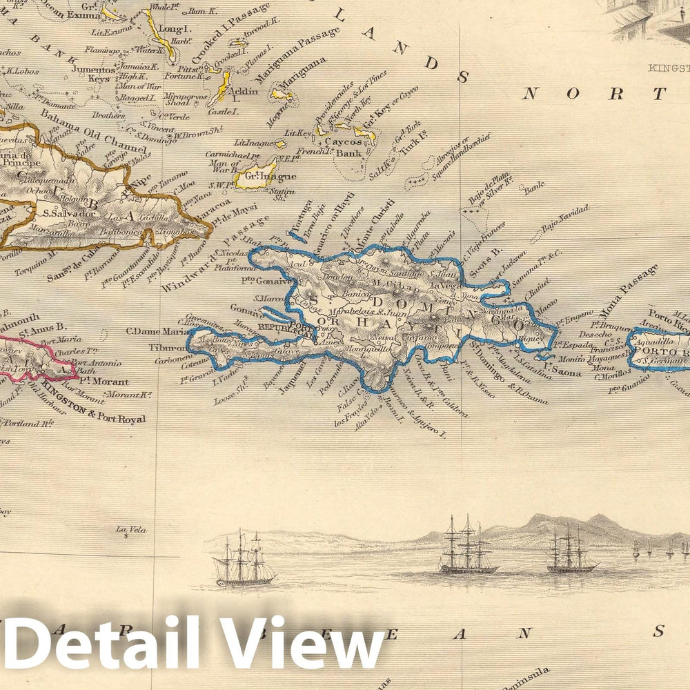 Historic Map : West India Islands. The Illustrations by H. Warren & Engraved by J. Rogers. The Map Drawn & Engraved by J. Rapkin, 1851 Atlas - Vintage Wall Art