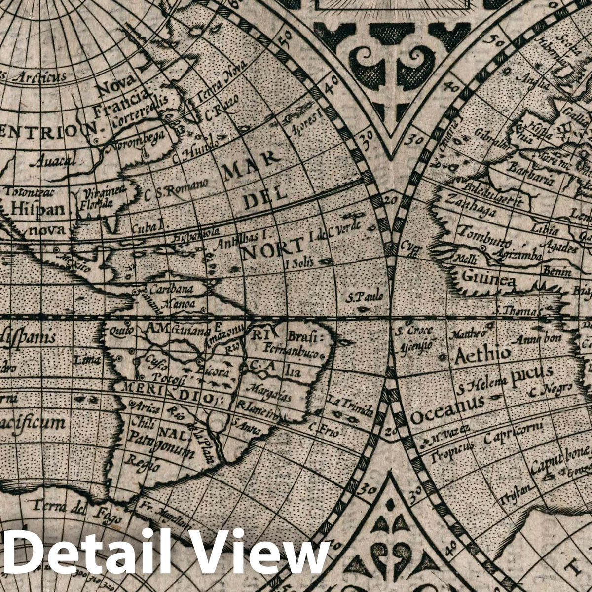 World - River Map, 1637 - Mercator Atlas Historical Map Print