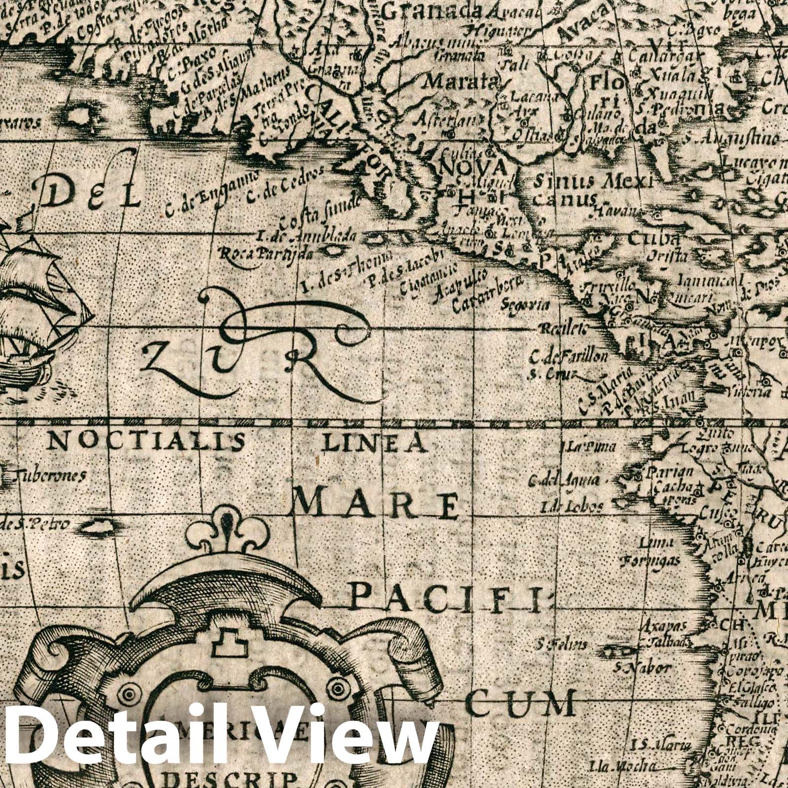 America - River Map, 1637 - Mercator's Atlas Historical Map Print