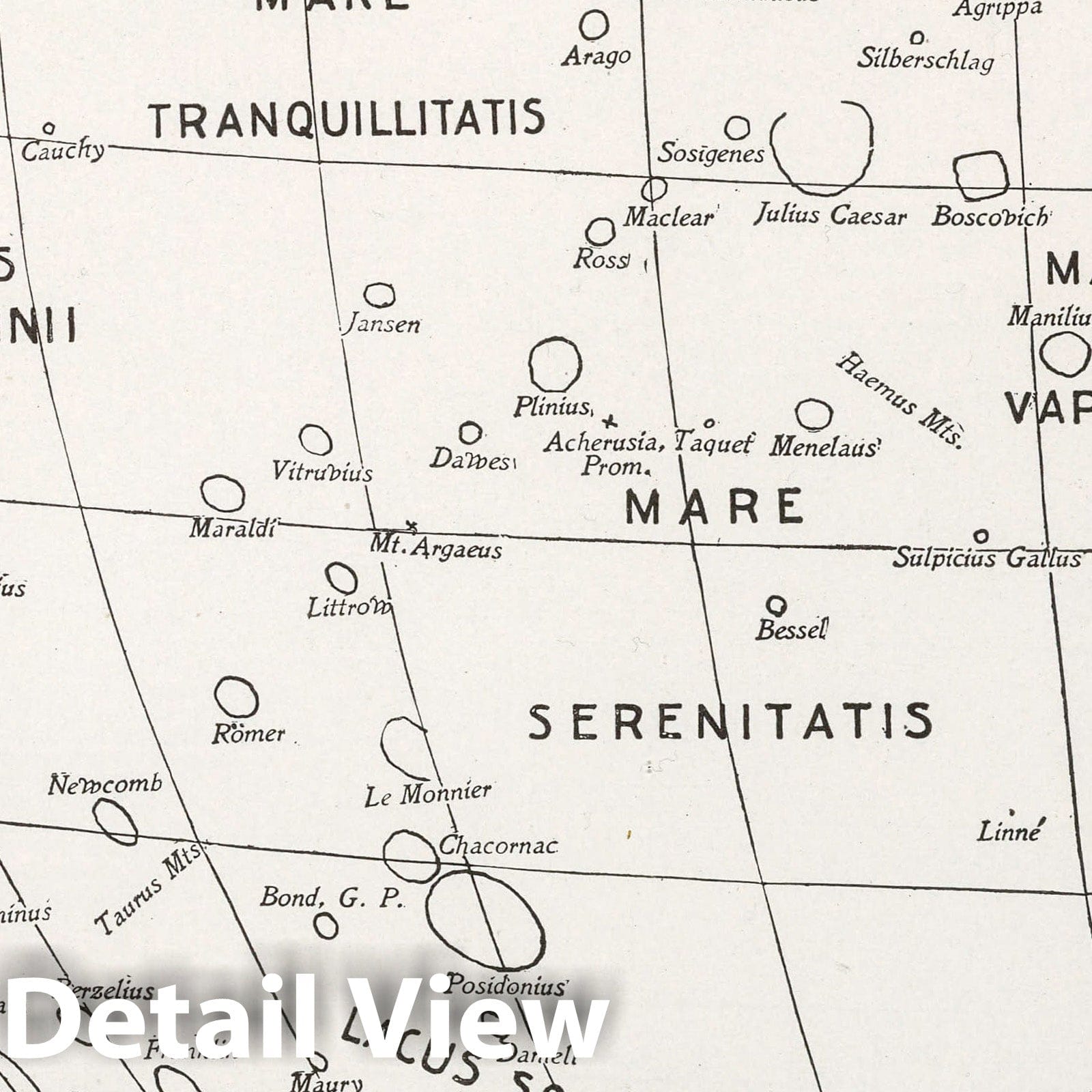 Moon - Nautical Chart, 1903 - Historical Lunar Map Print