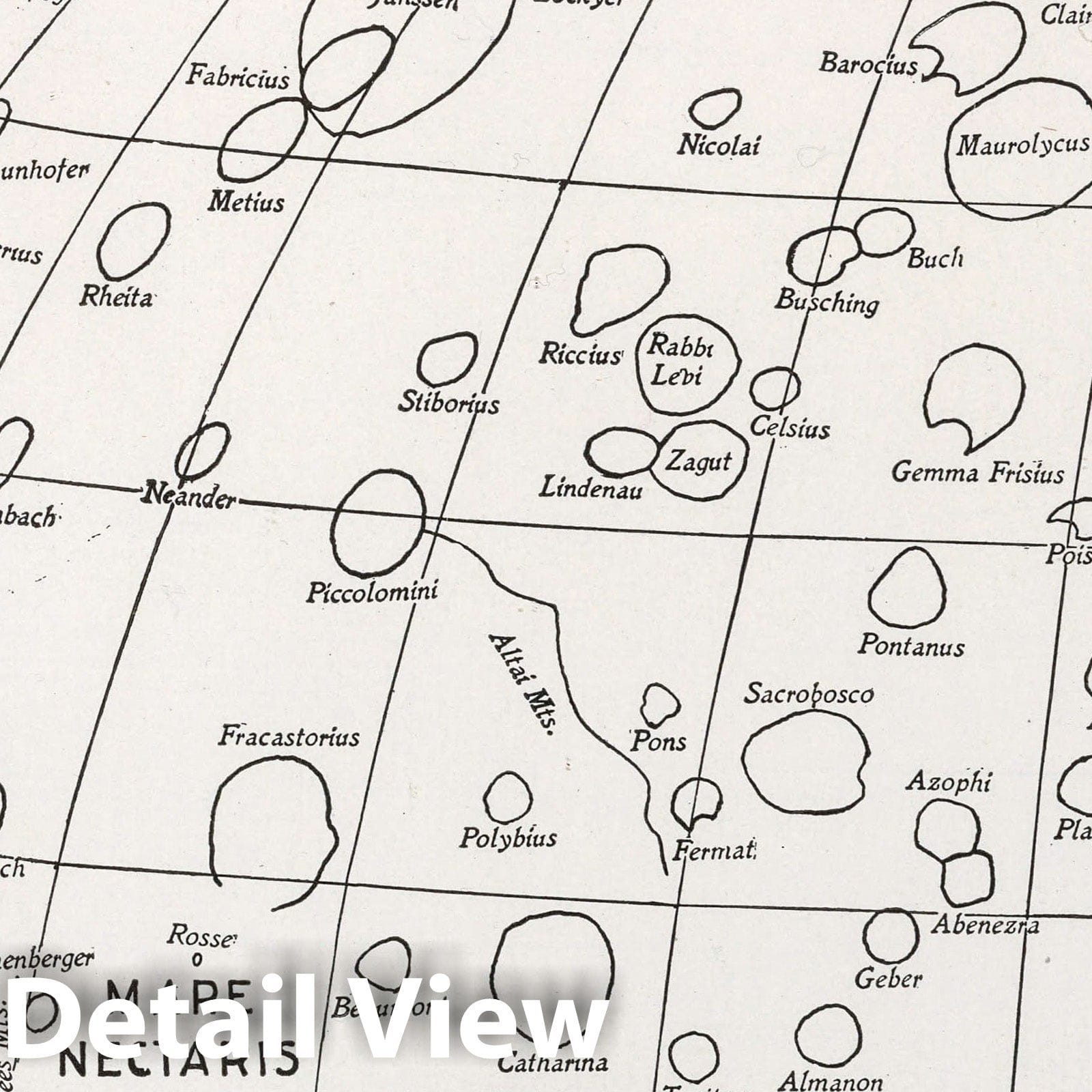 Moon - Fourth Quadrant - Moon Map, 1903 - Historical Celestial Print