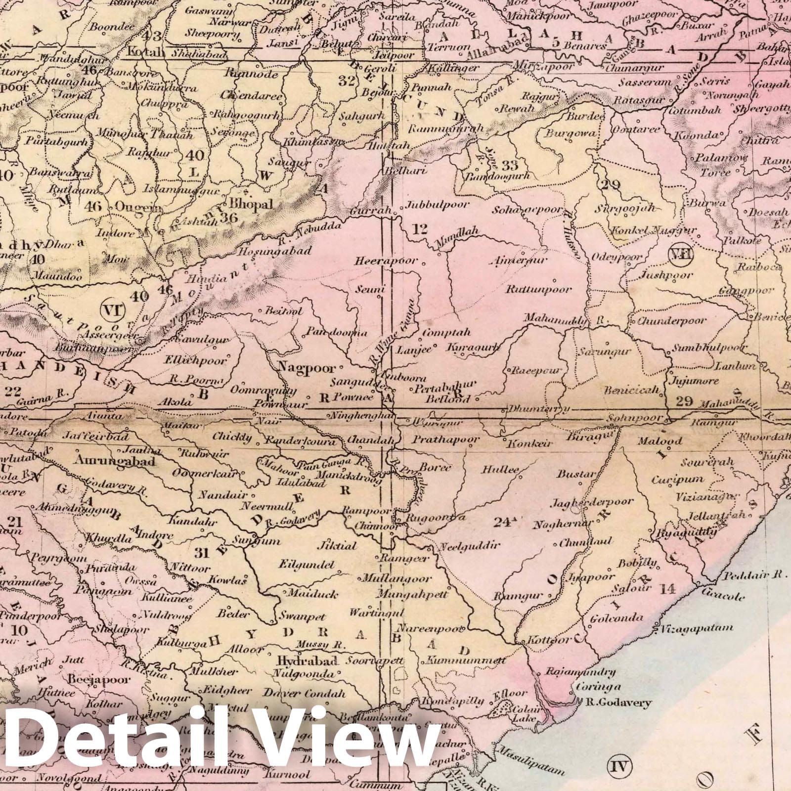 India Index Map - Railroad Map, 1856 - Historical Map Print
