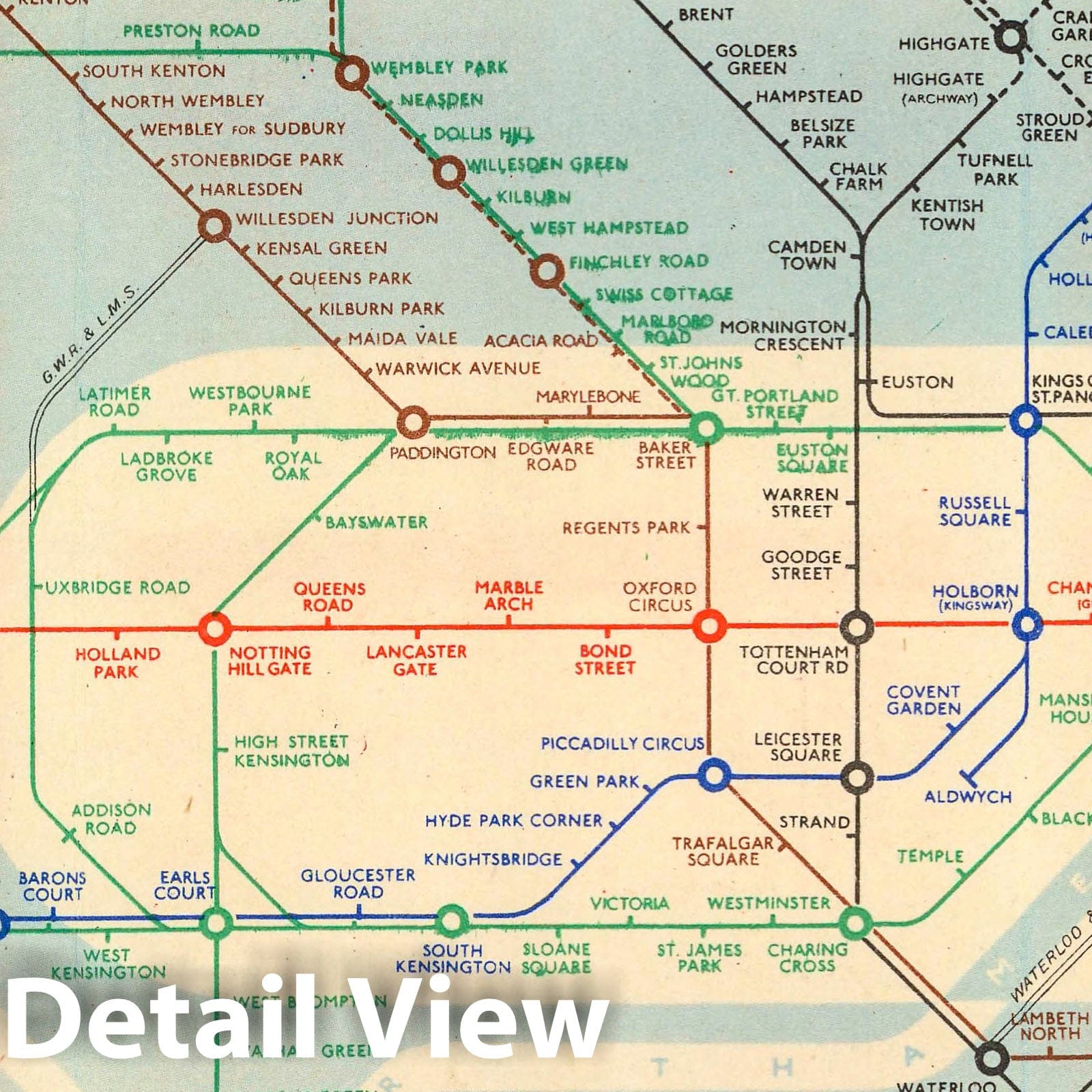 London Underground Subway Map 1939 - Historical Map Print